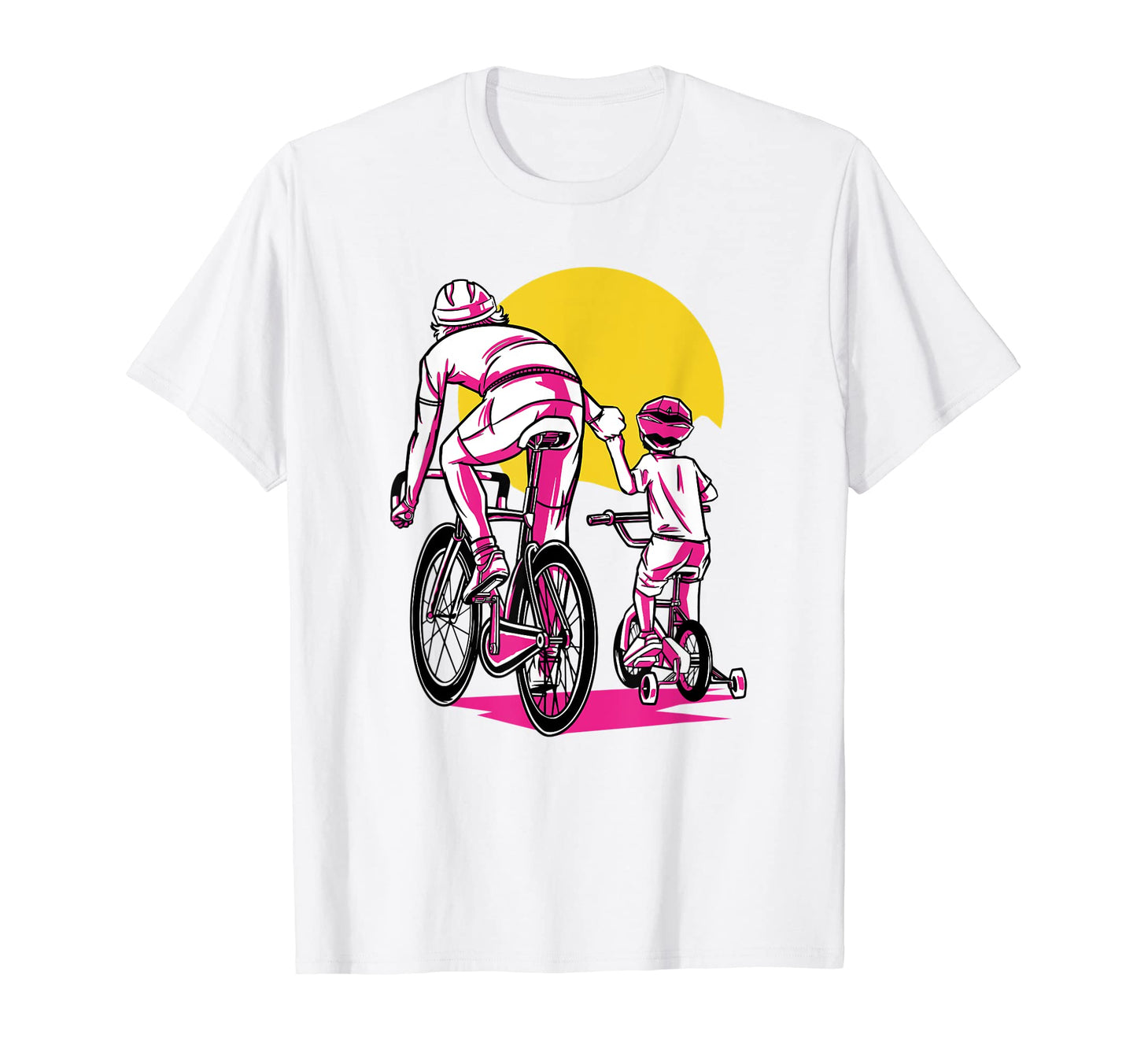 Dad And Son Riding Bicycle Bike T-Shirt - Custom Art Print Men Women - T-Shirt, Sweatshirt, Hoodie