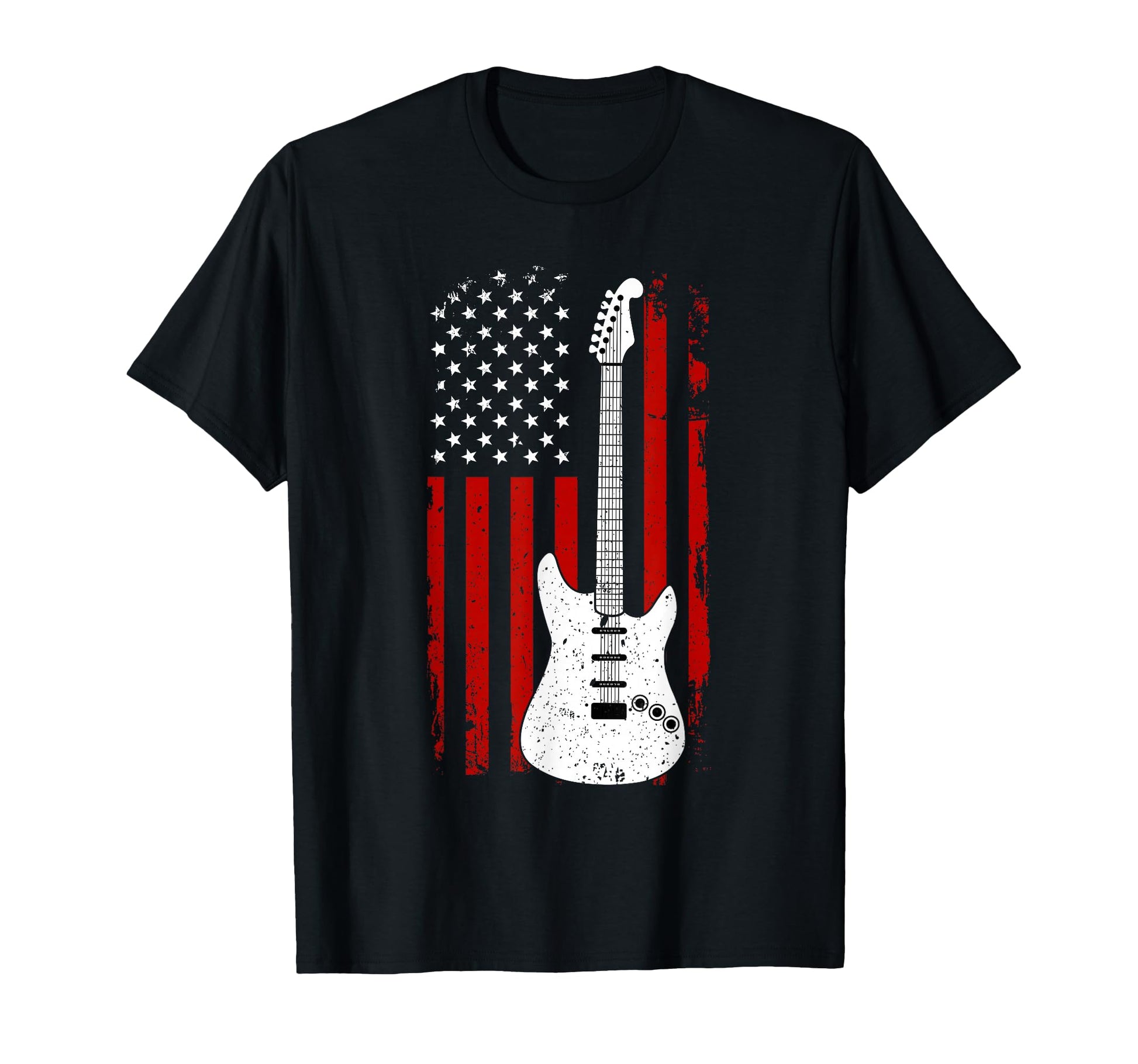 Guitar American Us Flag Music Player T-Shirt - Streetwear Style Unisex - T-Shirt, Sweatshirt, Hoodie