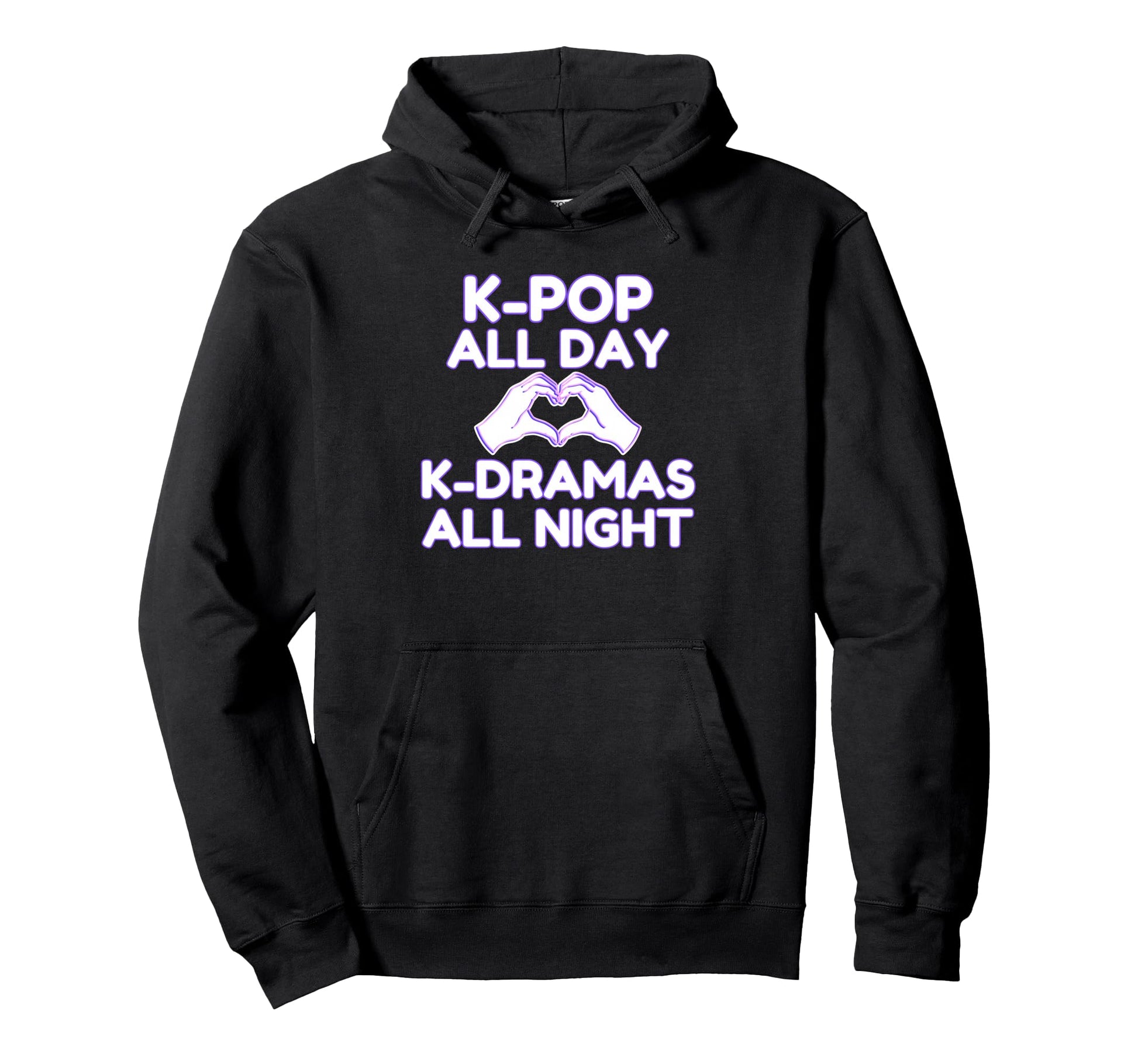K Pop All Day K Dramas Night White Hoodie - Novelty Apparel for Adults - T-Shirt, Sweatshirt, Hoodie