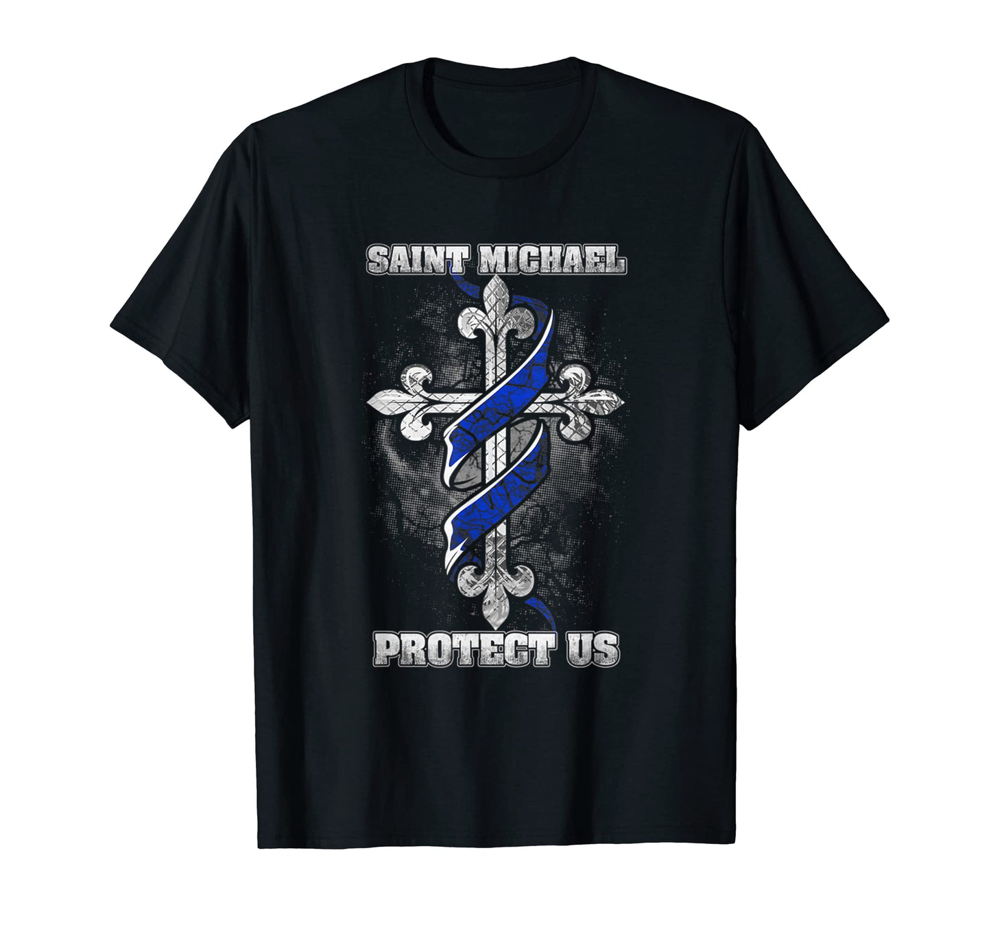 Thin Blue Line St Michael Protect Us T-Shirt - Graphic Print Unisex - T-Shirt, Sweatshirt, Hoodie
