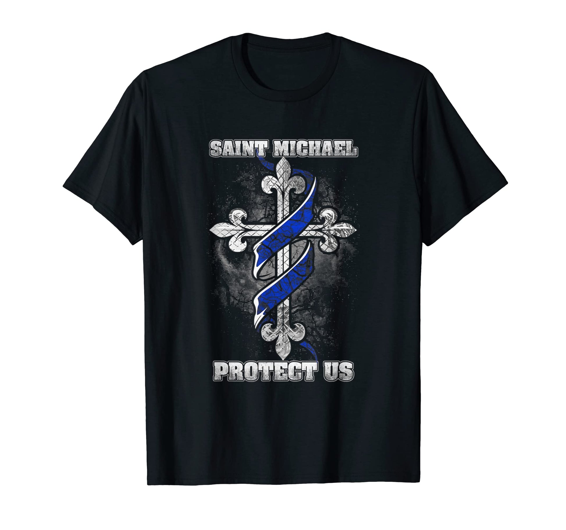 Thin Blue Line St Michael Protect Us T-Shirt - Graphic Print Unisex - T-Shirt, Sweatshirt, Hoodie
