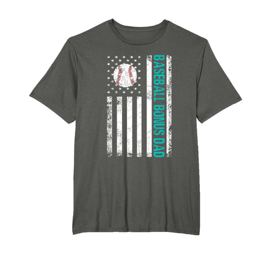 Baseball Bonus Dad Us Flag Best Baseball T-Shirt - Minimalist Print Unisex - T-Shirt, Sweatshirt, Hoodie