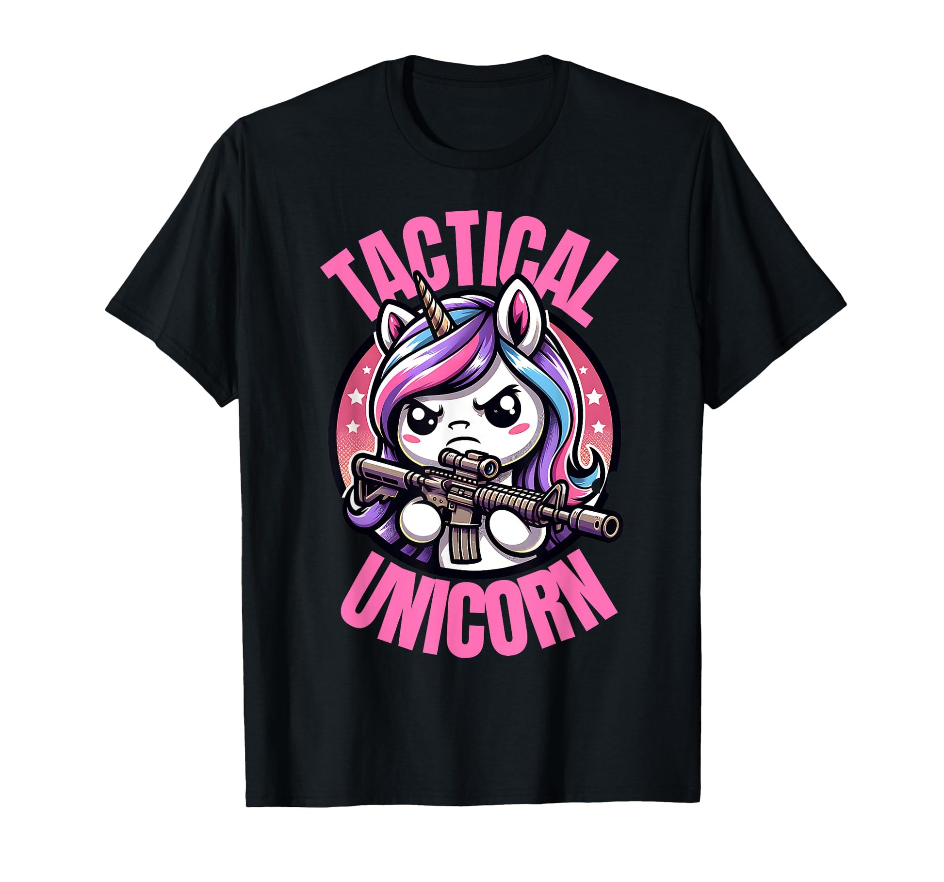 Tactical Unicorn Rifle And Adorable T-Shirt - Minimalist Print for Adults - T-Shirt, Sweatshirt, Hoodie