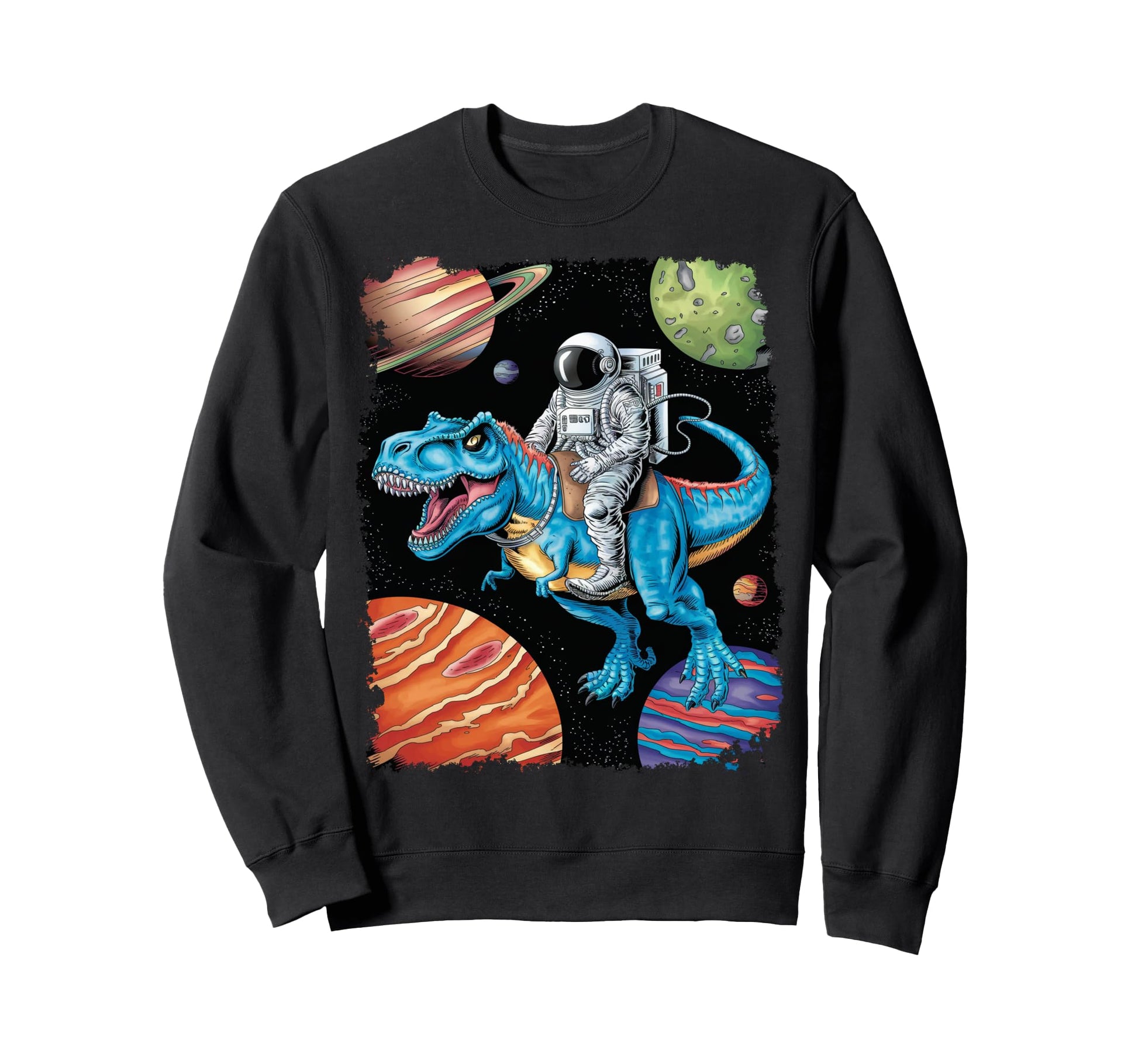 Pop Art Astronaut Riding Dinosaur Sweatshirt - Aesthetic Graphic Unisex - T-Shirt, Sweatshirt, Hoodie