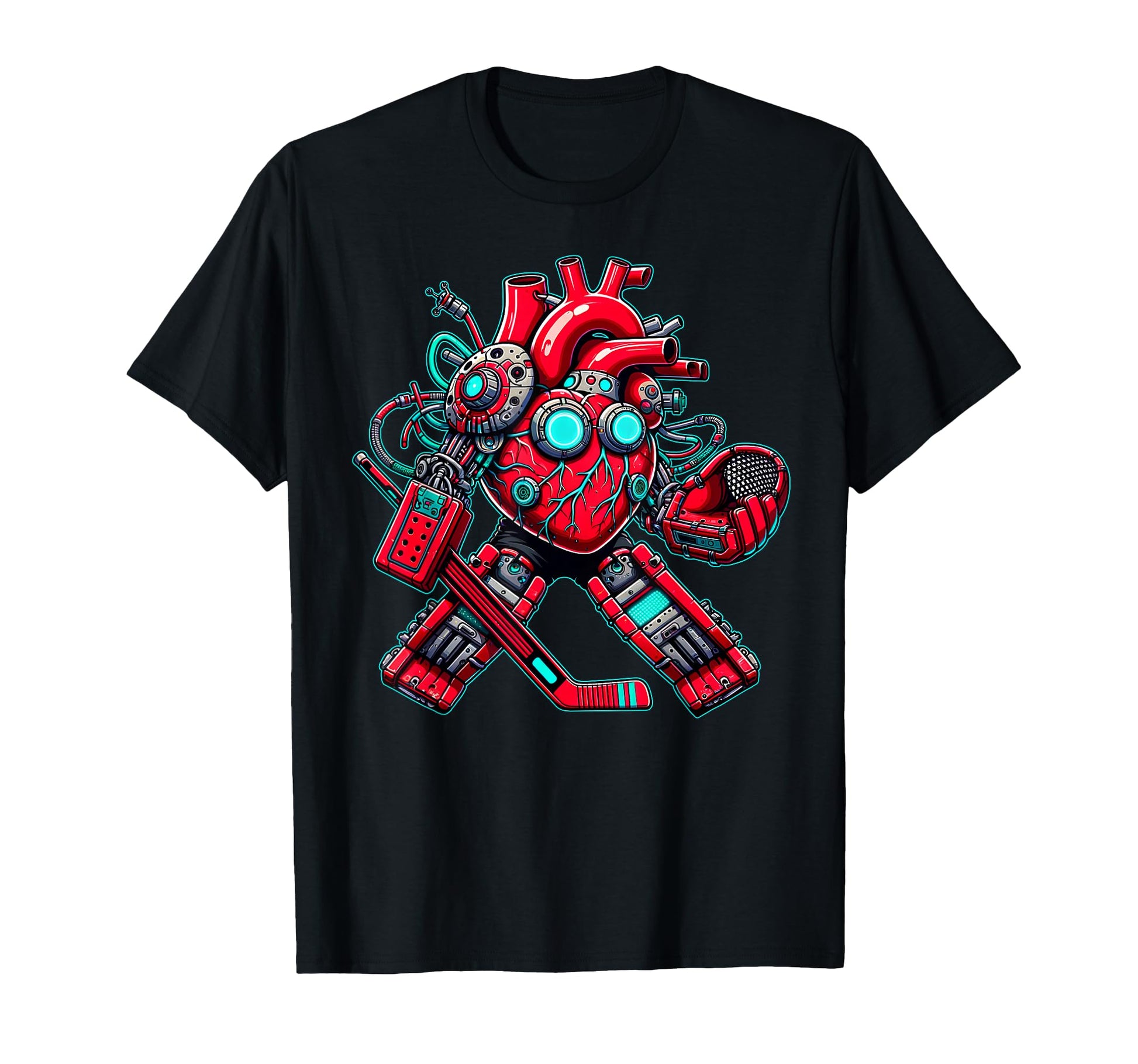 Valentines Day Ai Robot Heart Ice Hockey T-Shirt - Graphic Print Unisex - T-Shirt, Sweatshirt, Hoodie