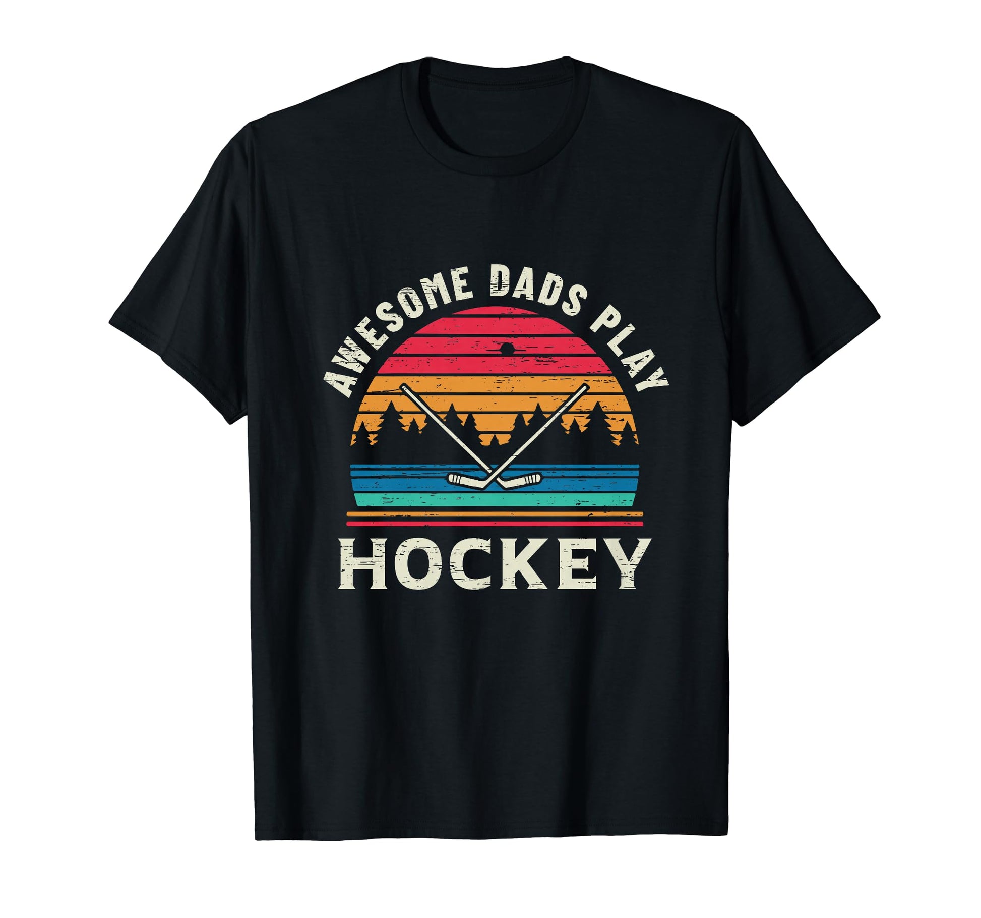 Ice Hockey Dad Awesome Play Sunset Hoodie - Graphic Print Men Women - T-Shirt, Sweatshirt, Hoodie