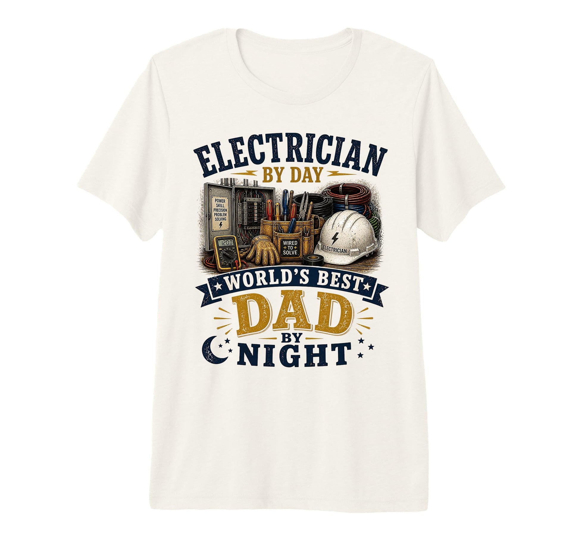 Mens Electrician Day Worlds Best Dad T-Shirt - Casual Everyday Wear Unisex - T-Shirt, Sweatshirt, Hoodie