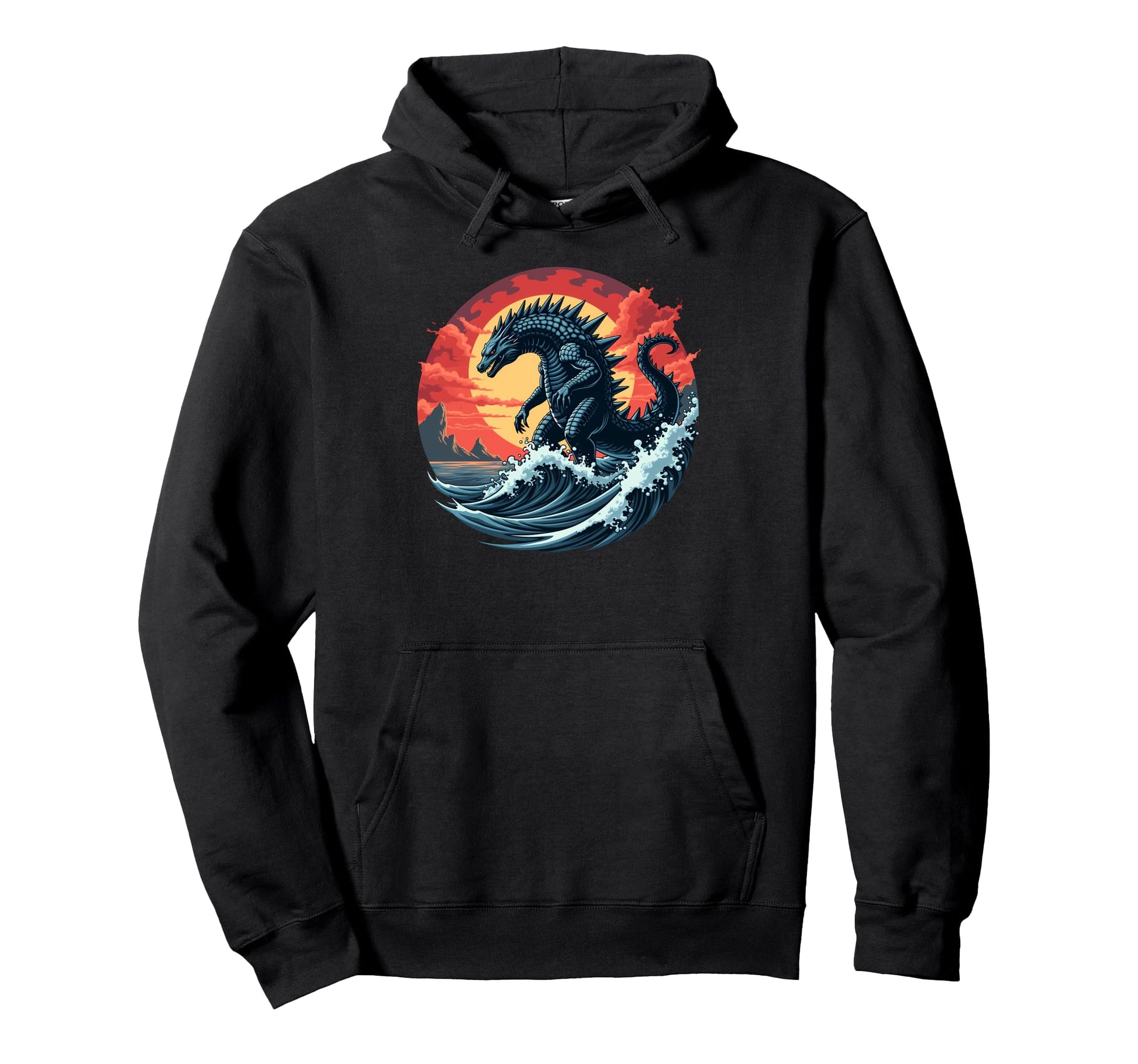 Kaiju Monster Great Wave Hoodie - Novelty Apparel for Adults - T-Shirt, Sweatshirt, Hoodie