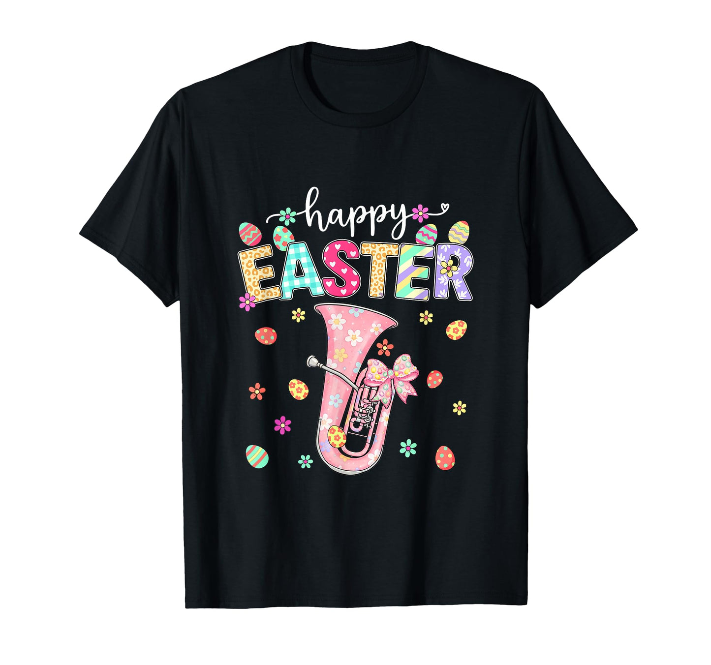 Happy Easter Tuba Player Bow Tie T-Shirt - Fun Novelty Design for Adults - T-Shirt, Sweatshirt, Hoodie