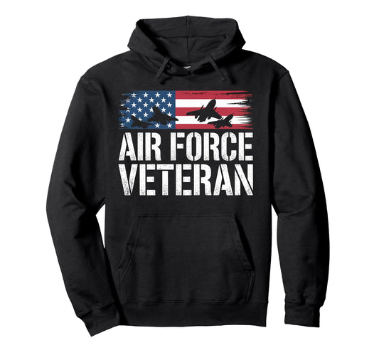Air Force Veteran Us American Flag Dad Hoodie - Trendy Graphic Men Women - T-Shirt, Sweatshirt, Hoodie