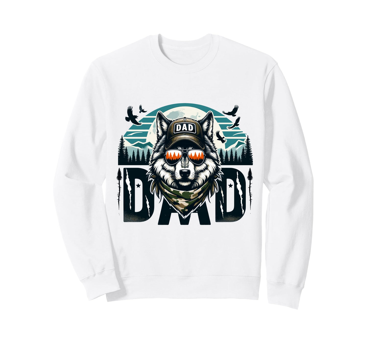 Funny Wolf Dad Wolf Lovers Camping Sweatshirt - Graphic Print for Adults - T-Shirt, Sweatshirt, Hoodie