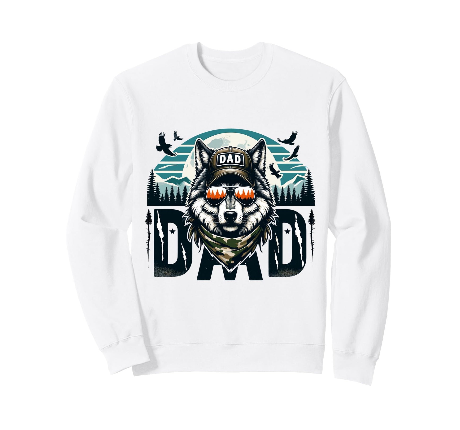 Funny Wolf Dad Wolf Lovers Camping Sweatshirt - Graphic Print for Adults - T-Shirt, Sweatshirt, Hoodie