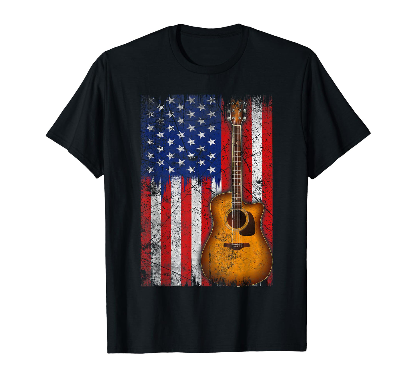 American Flag Guitar 4Th July Guitars T-Shirt - Unique Graphic Men Women - T-Shirt, Sweatshirt, Hoodie