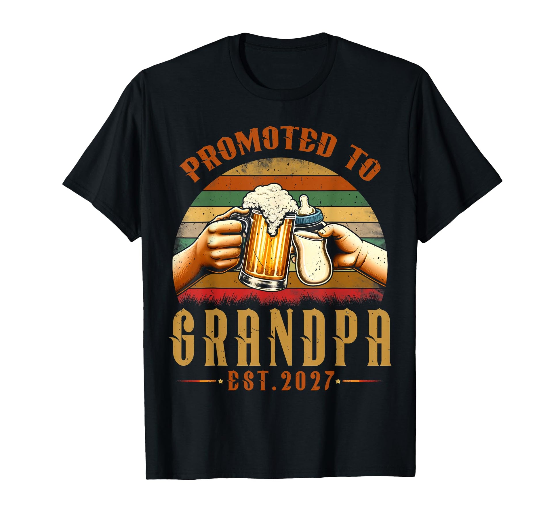 Promoted To Grandpa Est 2027 New Dad T-Shirt - Novelty Apparel for Adults - T-Shirt, Sweatshirt, Hoodie