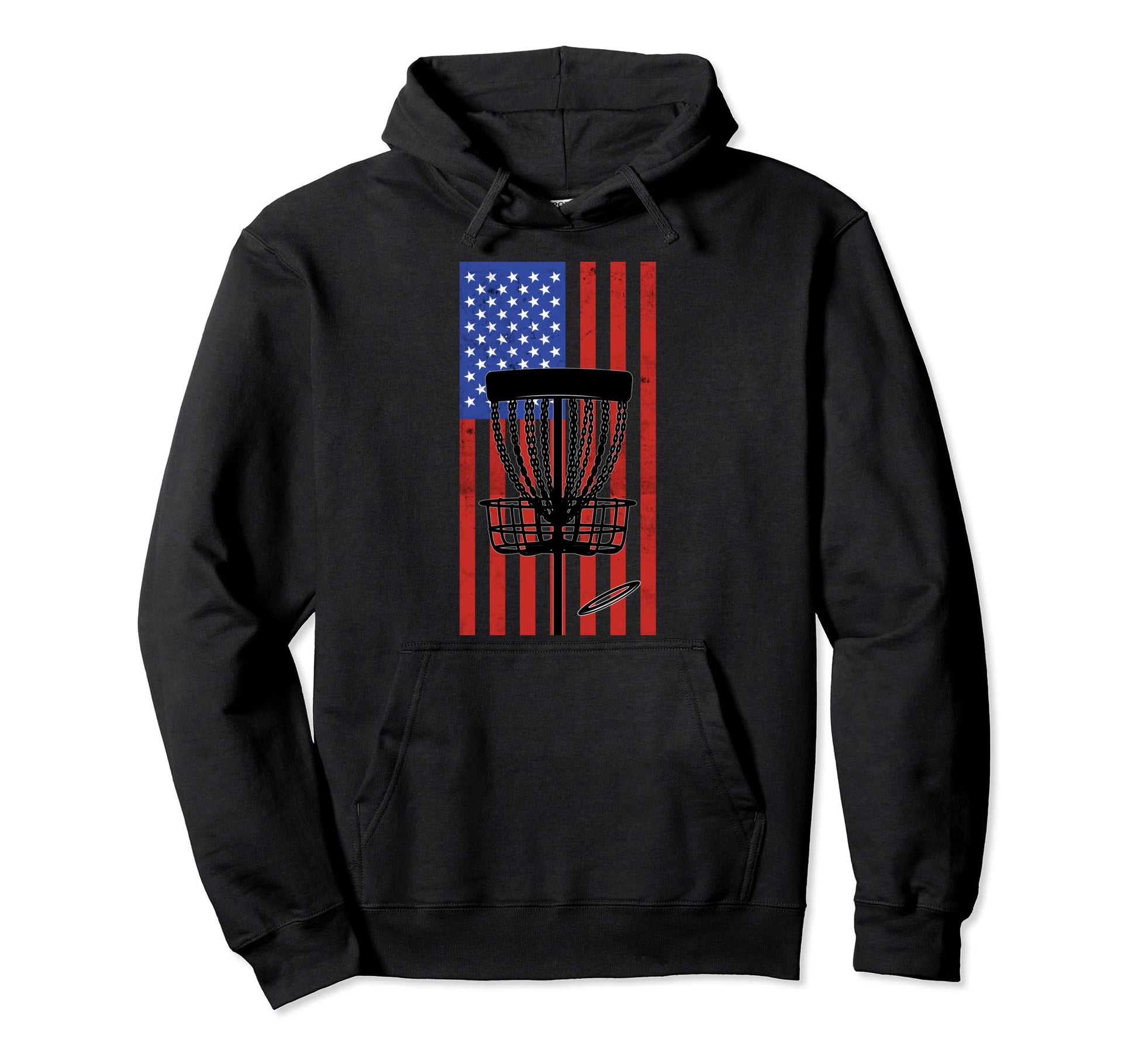 Disc Golf Distressed American Flag 4Th July Hoodie - Graphic Print Unisex - T-Shirt, Sweatshirt, Hoodie