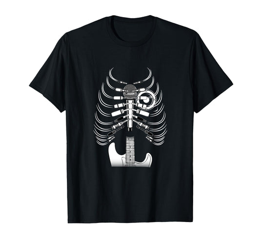Acoustic Guitar Skeleton Rib T-Shirt - Casual Everyday Wear for Adults - T-Shirt, Sweatshirt, Hoodie