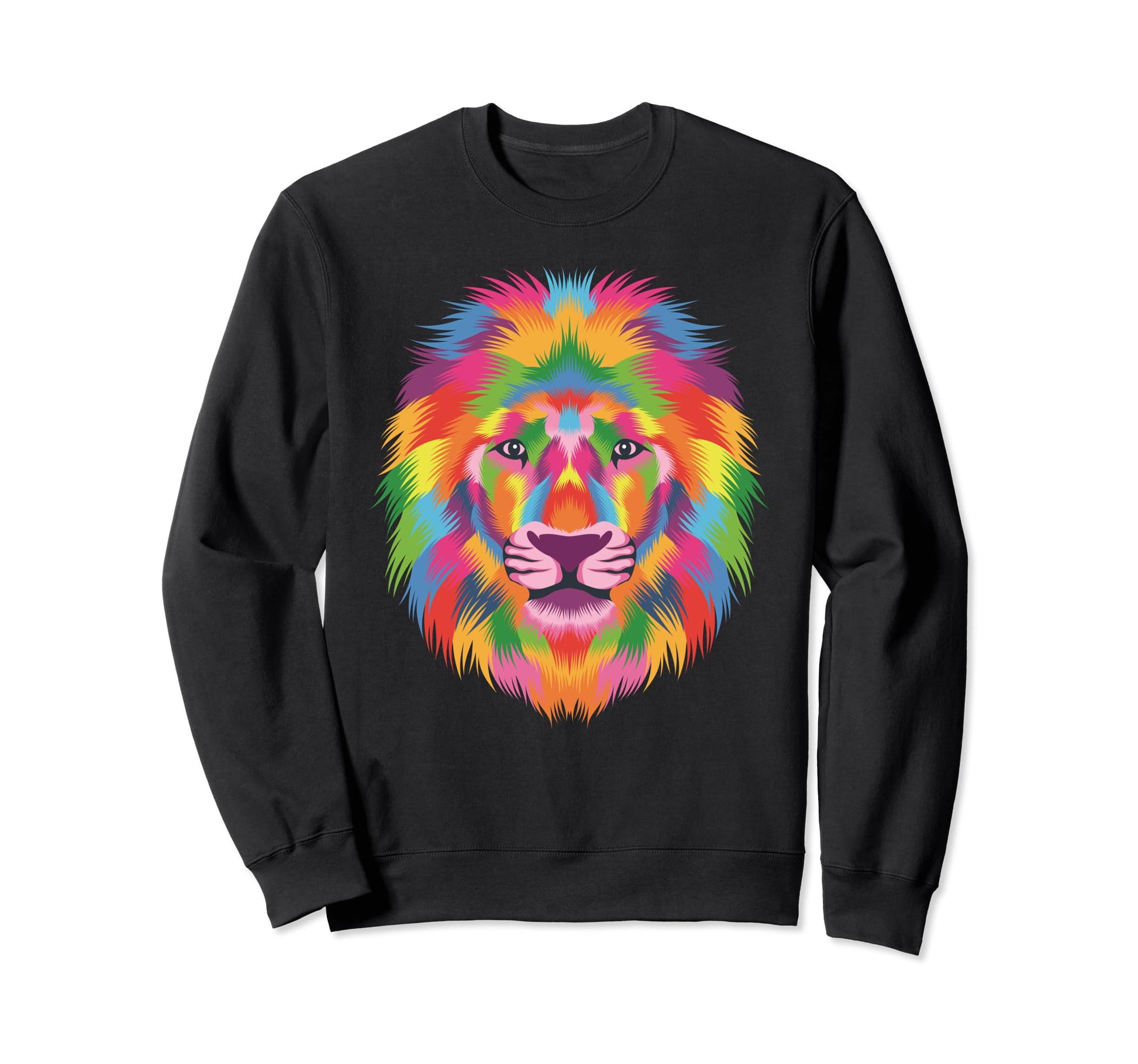 Colorful Lion Head Pop Art Lovers Sweatshirt - Casual Everyday Wear Unisex - T-Shirt, Sweatshirt, Hoodie