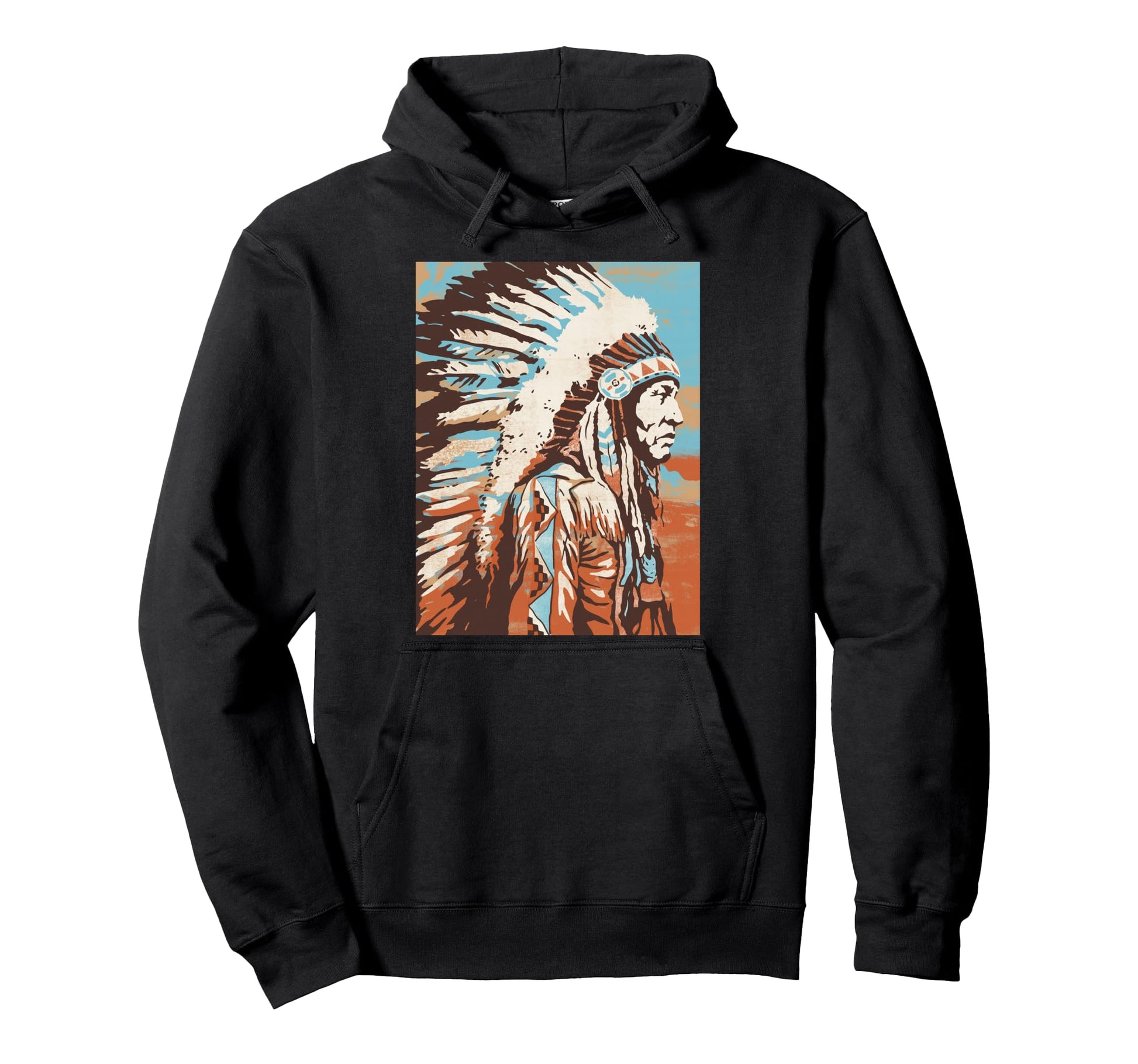 Native American Warrior Chief Headdress Hoodie - Graphic Print for Adults - T-Shirt, Sweatshirt, Hoodie
