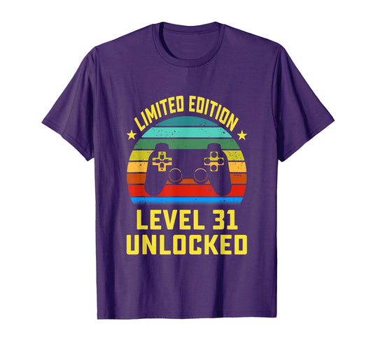31St Birthday Gift Level 31 Years Old T-Shirt - Custom Art Print Unisex - T-Shirt, Sweatshirt, Hoodie