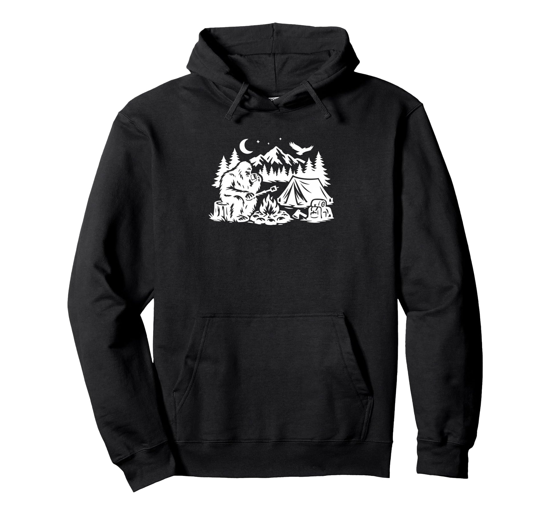 Camping Bigfoot Funny Camper Sasquatch Hoodie - Fun Novelty Design Unisex - T-Shirt, Sweatshirt, Hoodie