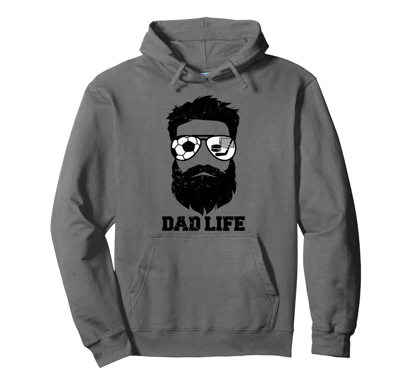 Soccer Hockey Dad Messy Hair Beard Hoodie - Custom Art Print for Adults - T-Shirt, Sweatshirt, Hoodie