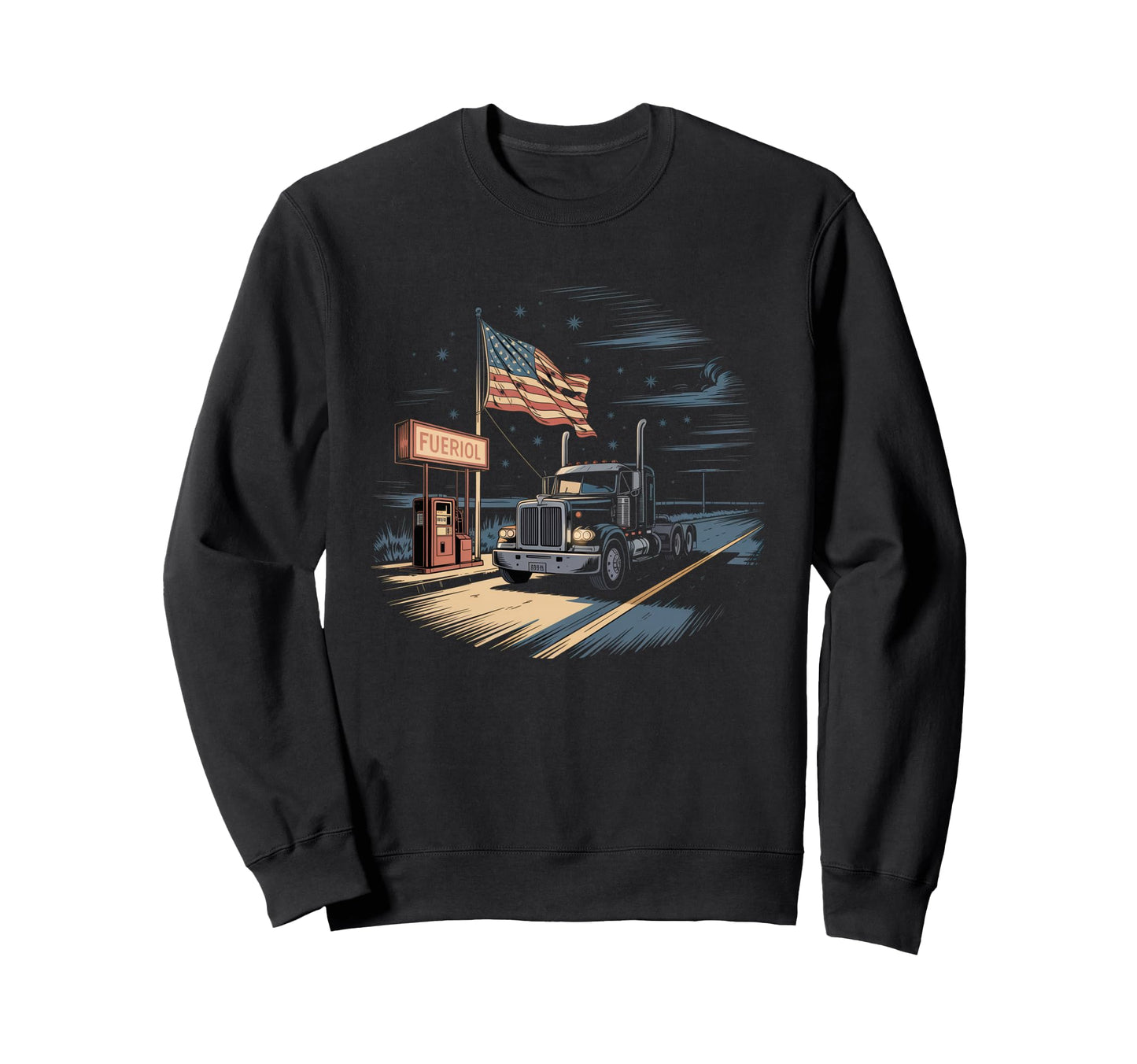 American Flag Trucker Dad Big Sweatshirt - Fun Novelty Design for Adults - T-Shirt, Sweatshirt, Hoodie