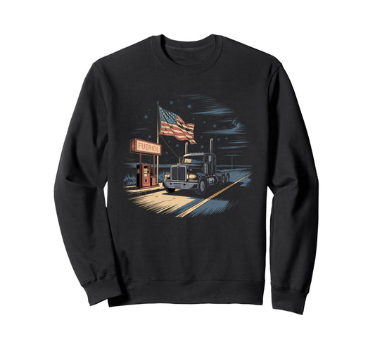 American Flag Trucker Dad Big Sweatshirt - Fun Novelty Design for Adults - T-Shirt, Sweatshirt, Hoodie