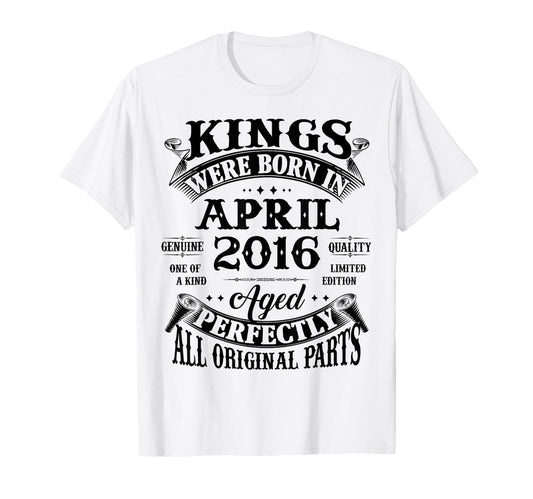 10Th Birthday Gift Kings Born April T-Shirt - Minimalist Print for Adults - T-Shirt, Sweatshirt, Hoodie