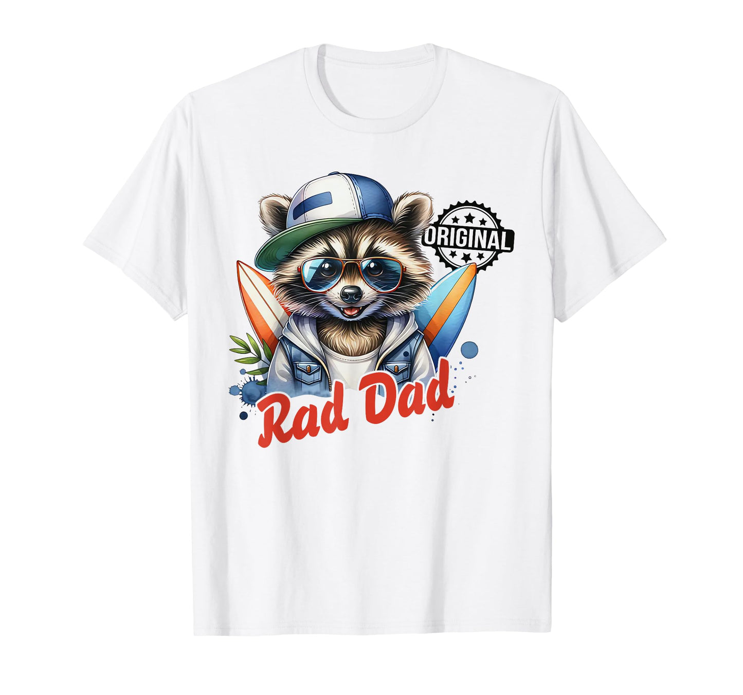 Rad Raccoon Dad Rad Like Dad Best Dad T-Shirt - Minimalist Print Men Women - T-Shirt, Sweatshirt, Hoodie