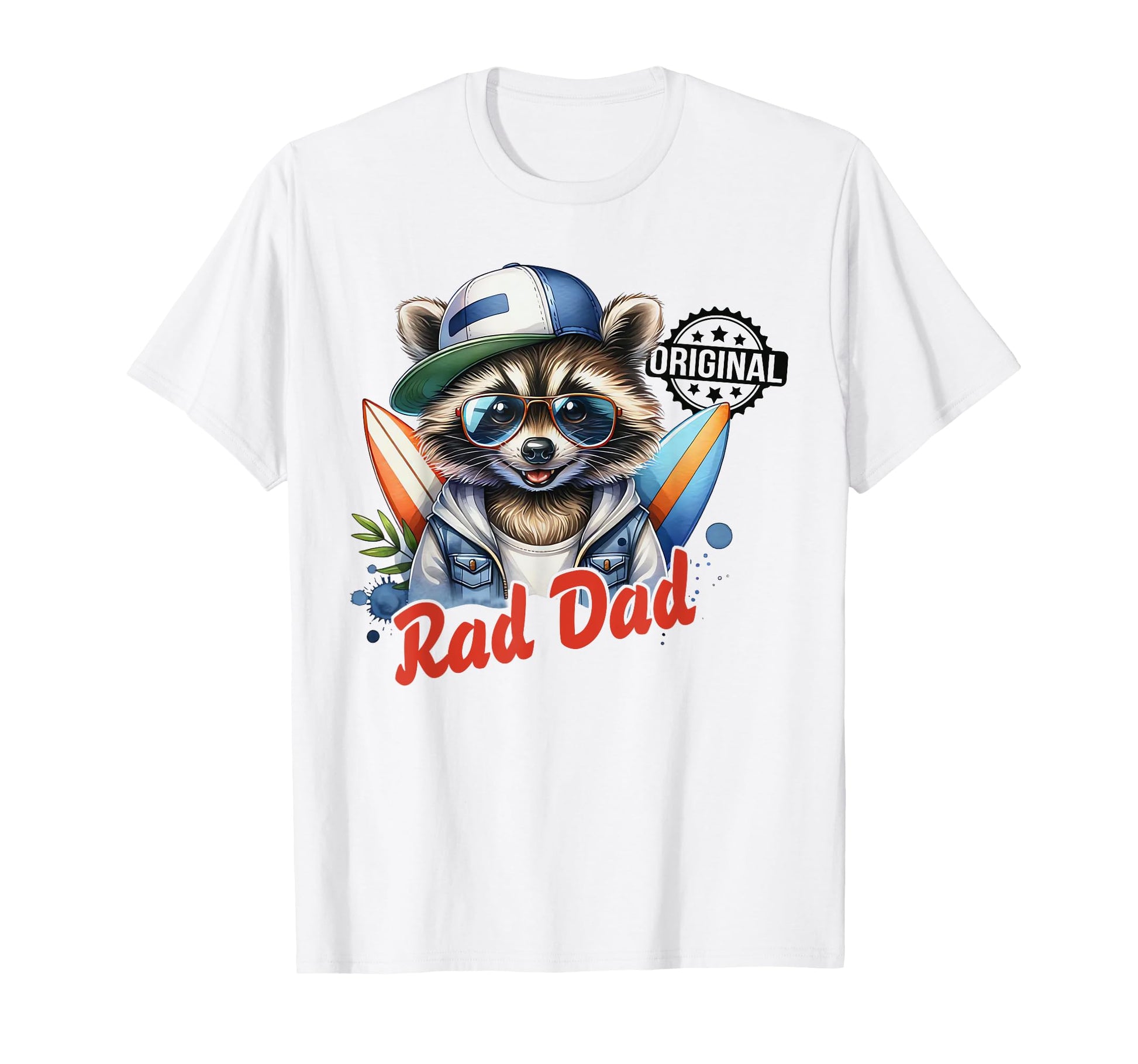 Rad Raccoon Dad Rad Like Dad Best Dad T-Shirt - Minimalist Print Men Women - T-Shirt, Sweatshirt, Hoodie