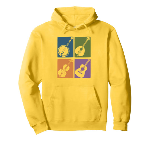 Bluegrass Instrument Pop Art Art Hoodie - Casual Everyday Wear for Adults - T-Shirt, Sweatshirt, Hoodie