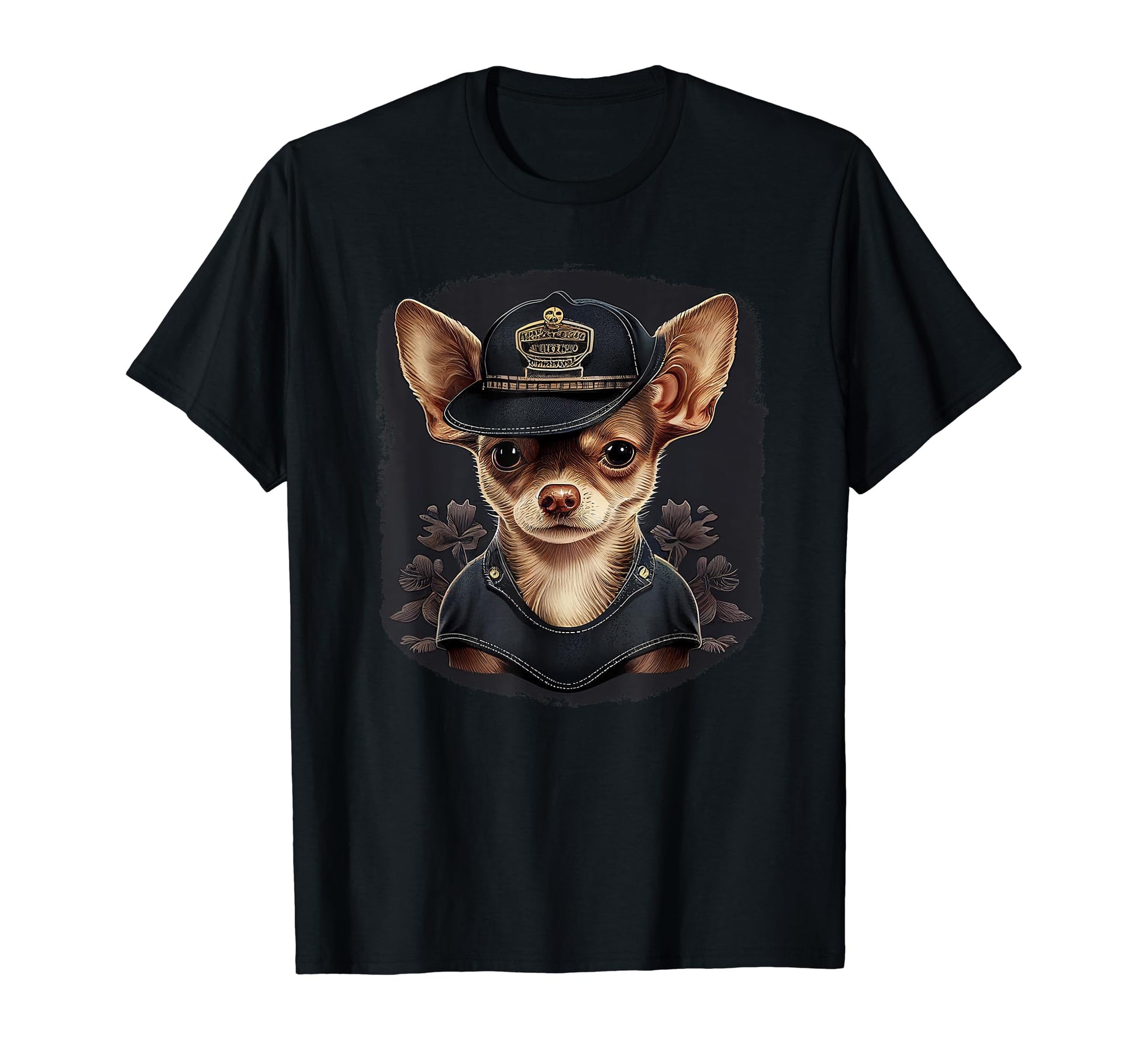 Chihuahua Police Officer Hat Funny Dog T-Shirt - Aesthetic Graphic Unisex - T-Shirt, Sweatshirt, Hoodie