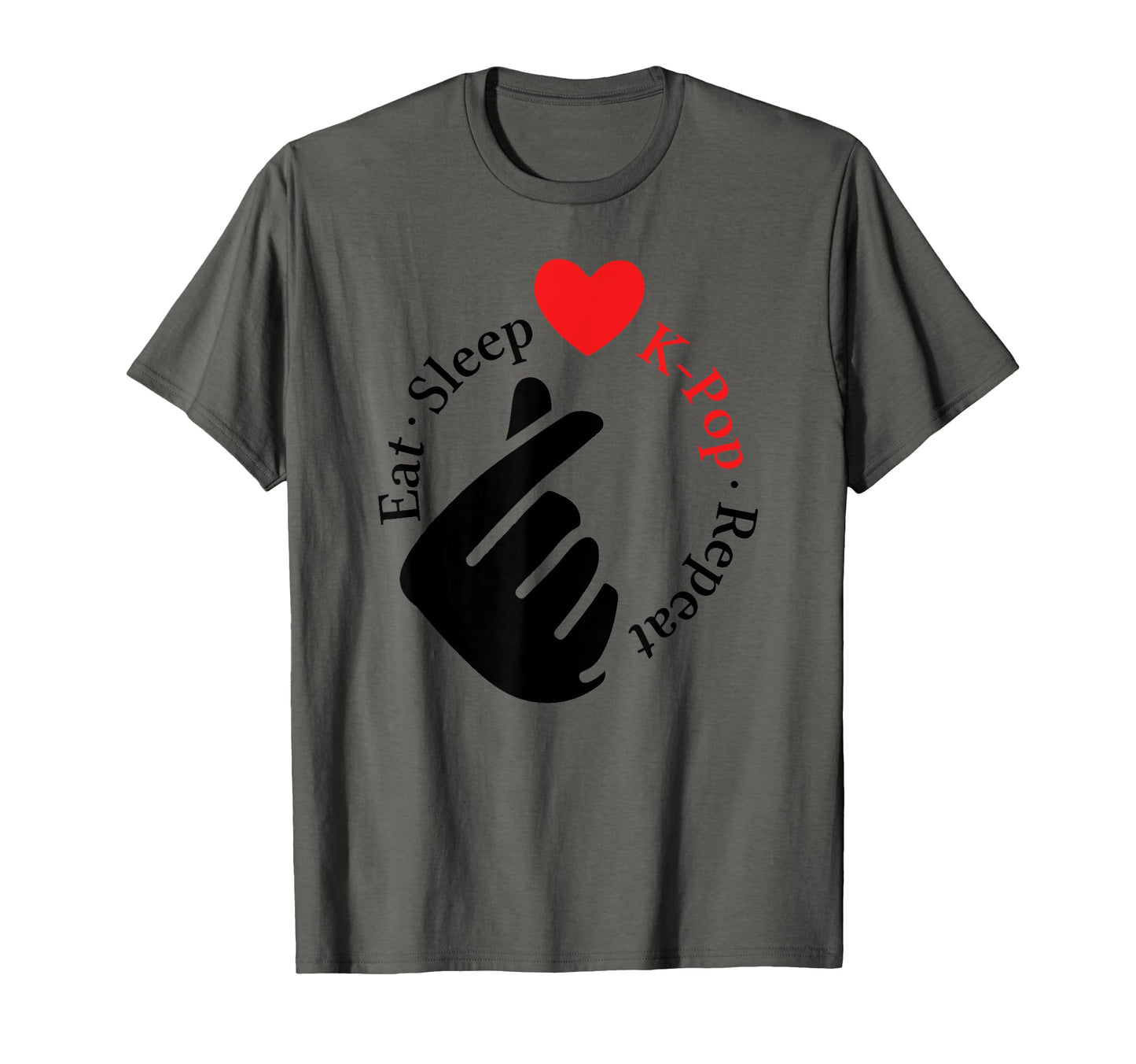 Eat Sleep K Pop Repeat Finger Heart K T-Shirt - Unique Graphic Men Women - T-Shirt, Sweatshirt, Hoodie