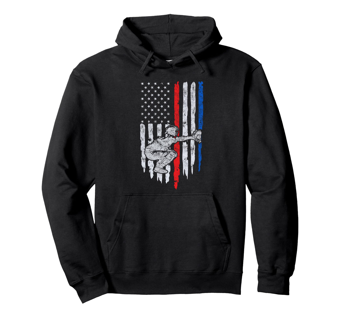 Baseball Us Flag Baseball Dad Player Hoodie - Fun Novelty Design Men Women - T-Shirt, Sweatshirt, Hoodie