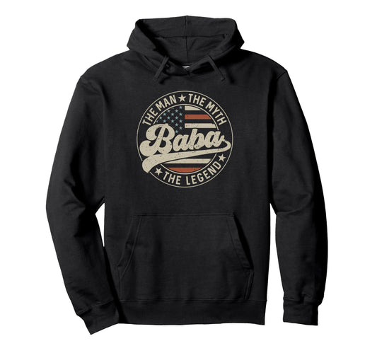 Baba Myth Legend Us Flag Fathers Day Hoodie - Minimalist Print Men Women - T-Shirt, Sweatshirt, Hoodie