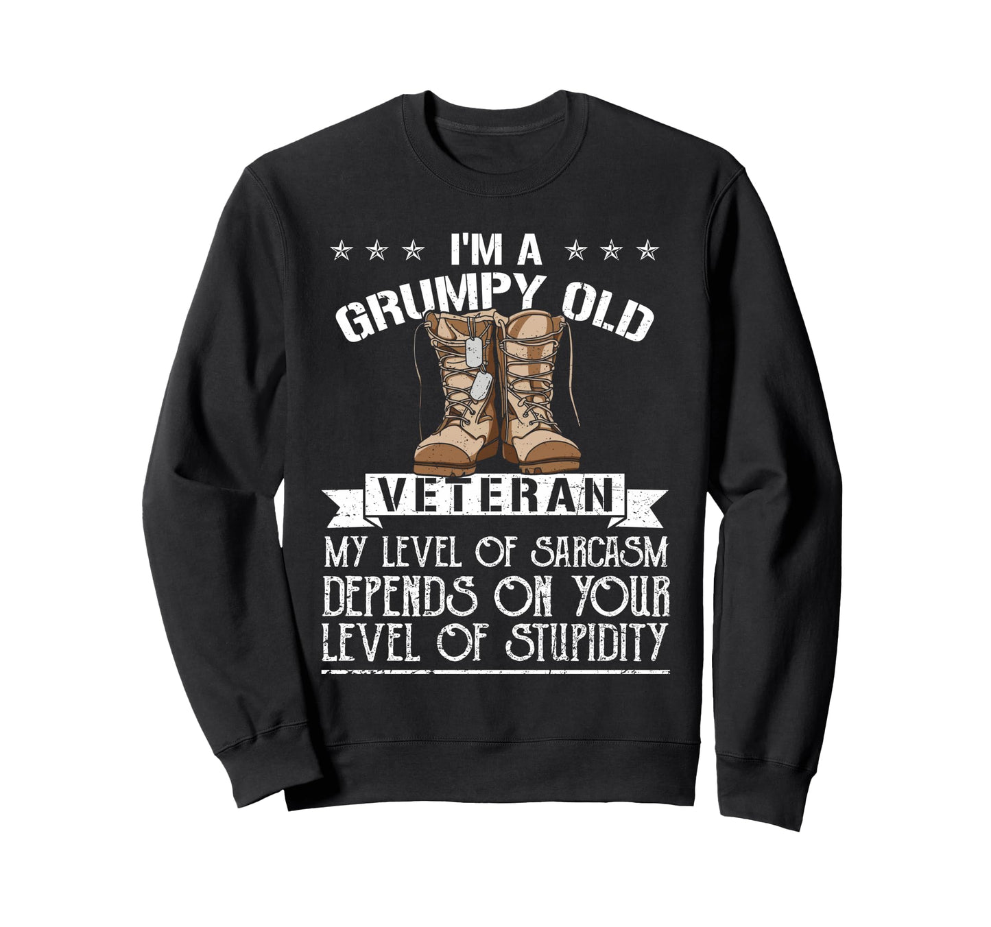 Grumpy Old Veteran Us Military Sweatshirt - Minimalist Print for Adults - T-Shirt, Sweatshirt, Hoodie