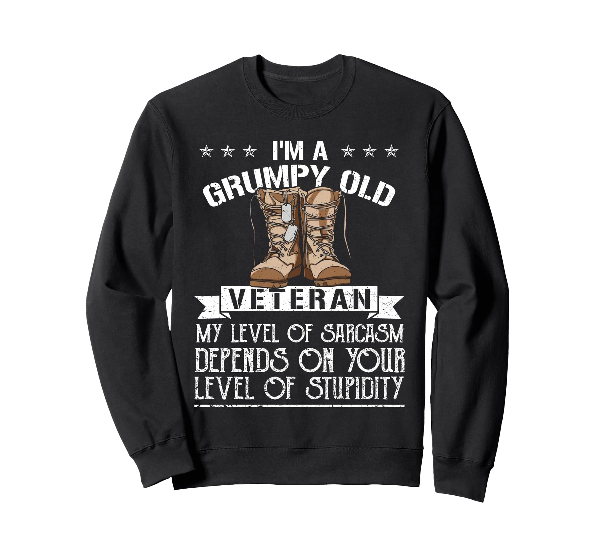 Grumpy Old Veteran Us Military Sweatshirt - Minimalist Print for Adults - T-Shirt, Sweatshirt, Hoodie