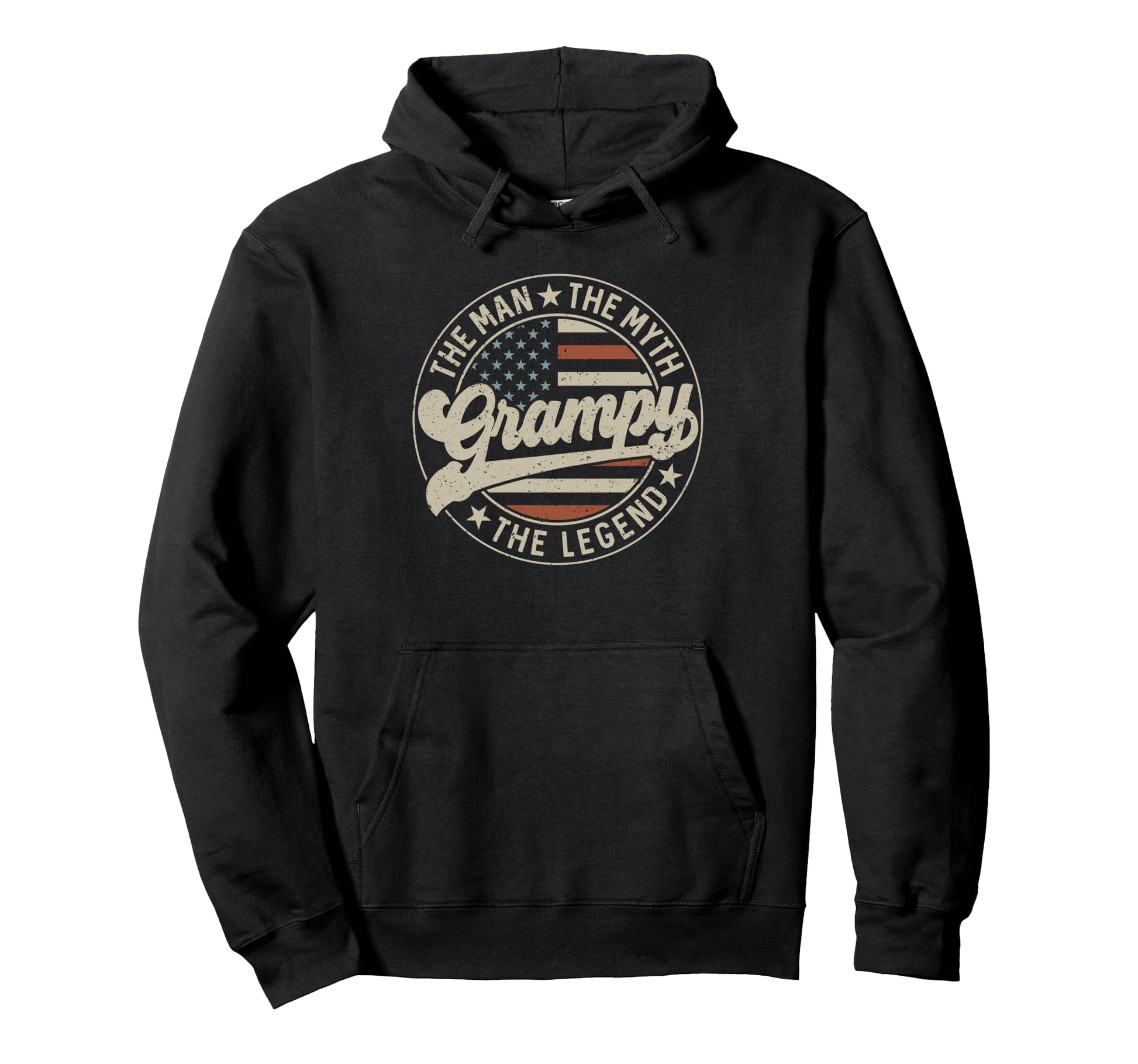 Grampy Myth Legend Us Flag Fathers Hoodie - Fun Novelty Design for Adults - T-Shirt, Sweatshirt, Hoodie