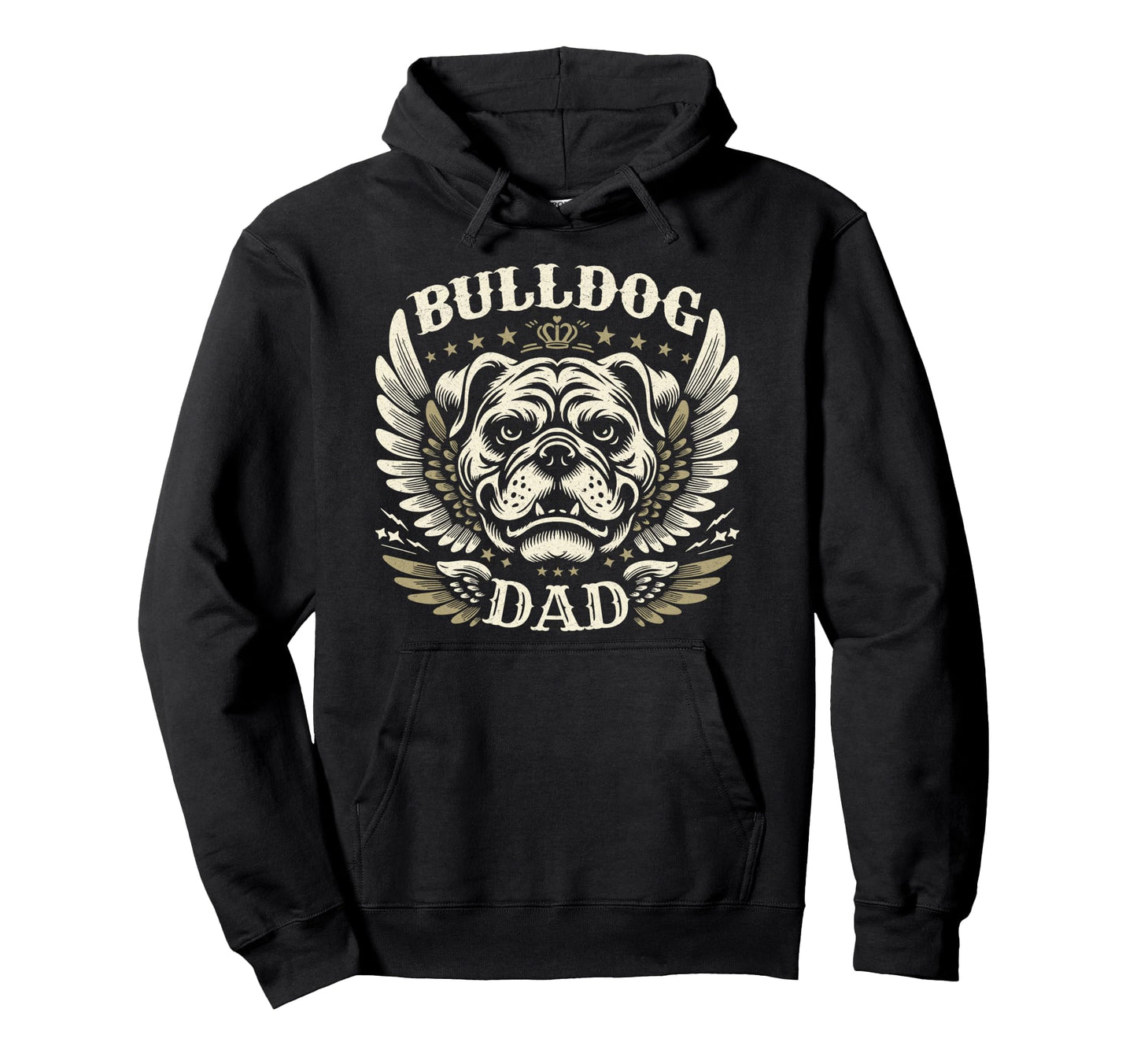 Bulldog Dad Biker Wings Motorcycle Hoodie - Casual Everyday Wear Men Women - T-Shirt, Sweatshirt, Hoodie