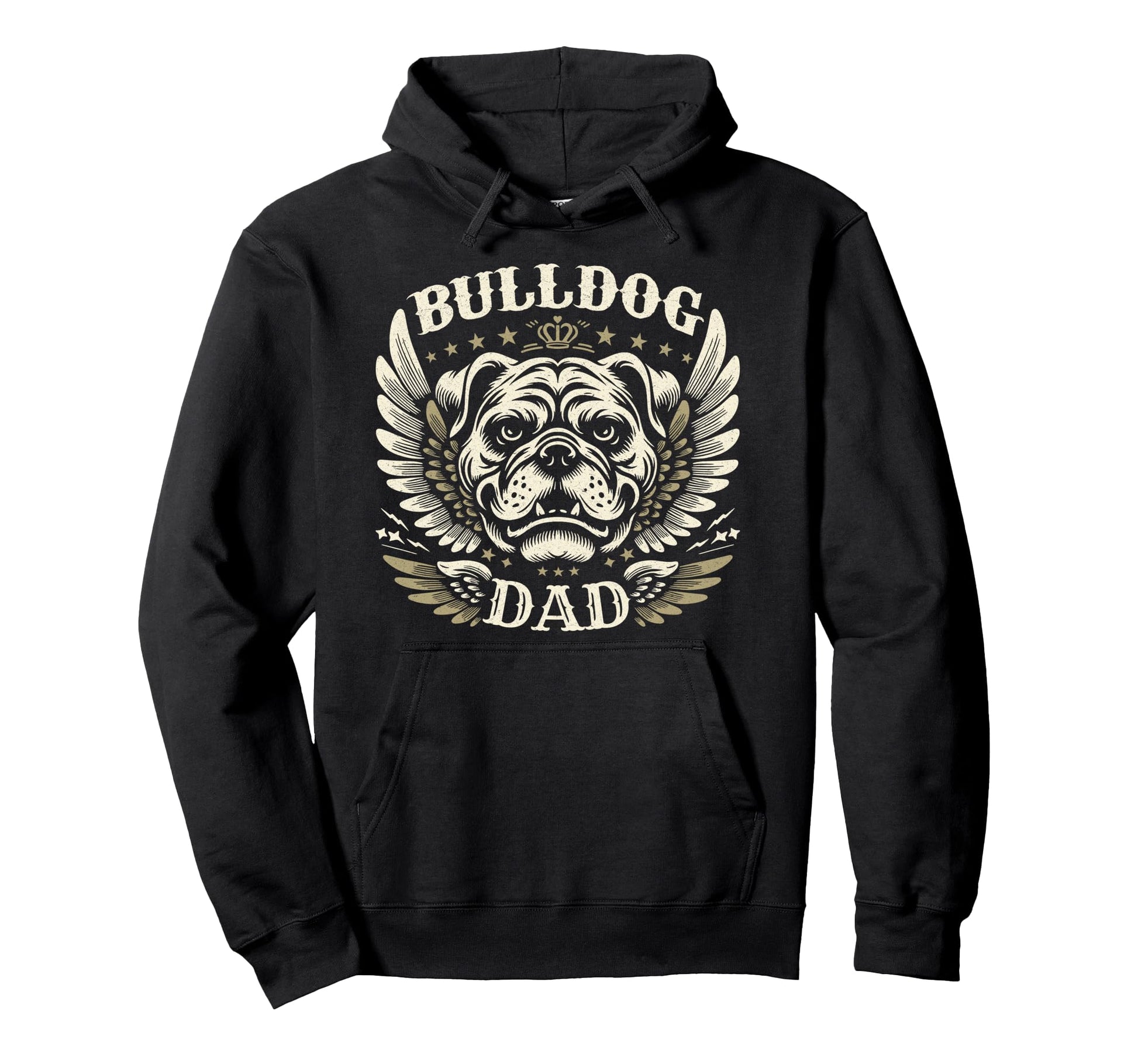 Bulldog Dad Biker Wings Motorcycle Hoodie - Casual Everyday Wear Men Women - T-Shirt, Sweatshirt, Hoodie