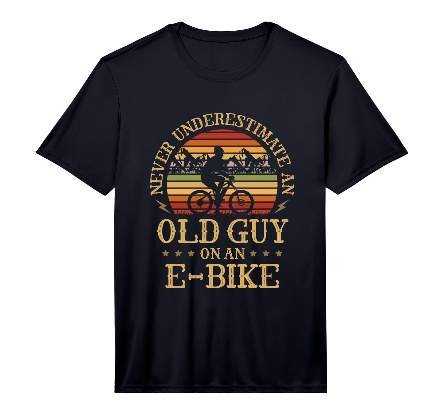 Mens Never Underestimate Old Guy E Bike T-Shirt - Custom Art Print Unisex - T-Shirt, Sweatshirt, Hoodie