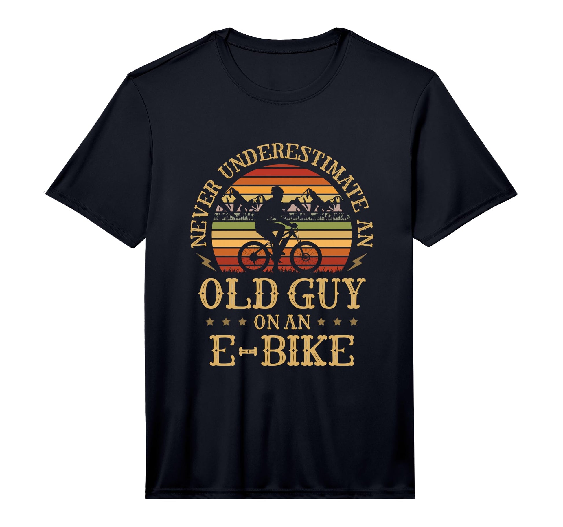 Mens Never Underestimate Old Guy E Bike T-Shirt - Custom Art Print Unisex - T-Shirt, Sweatshirt, Hoodie