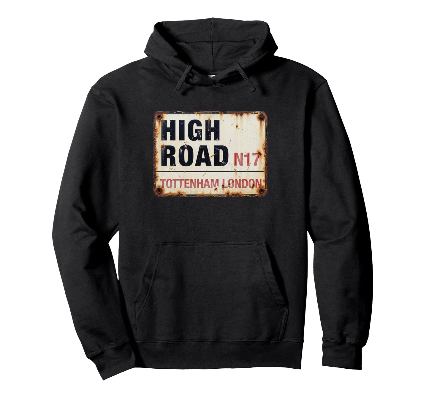 High Road N17 Tottenham London Aged Hoodie - Graphic Print for Adults - T-Shirt, Sweatshirt, Hoodie