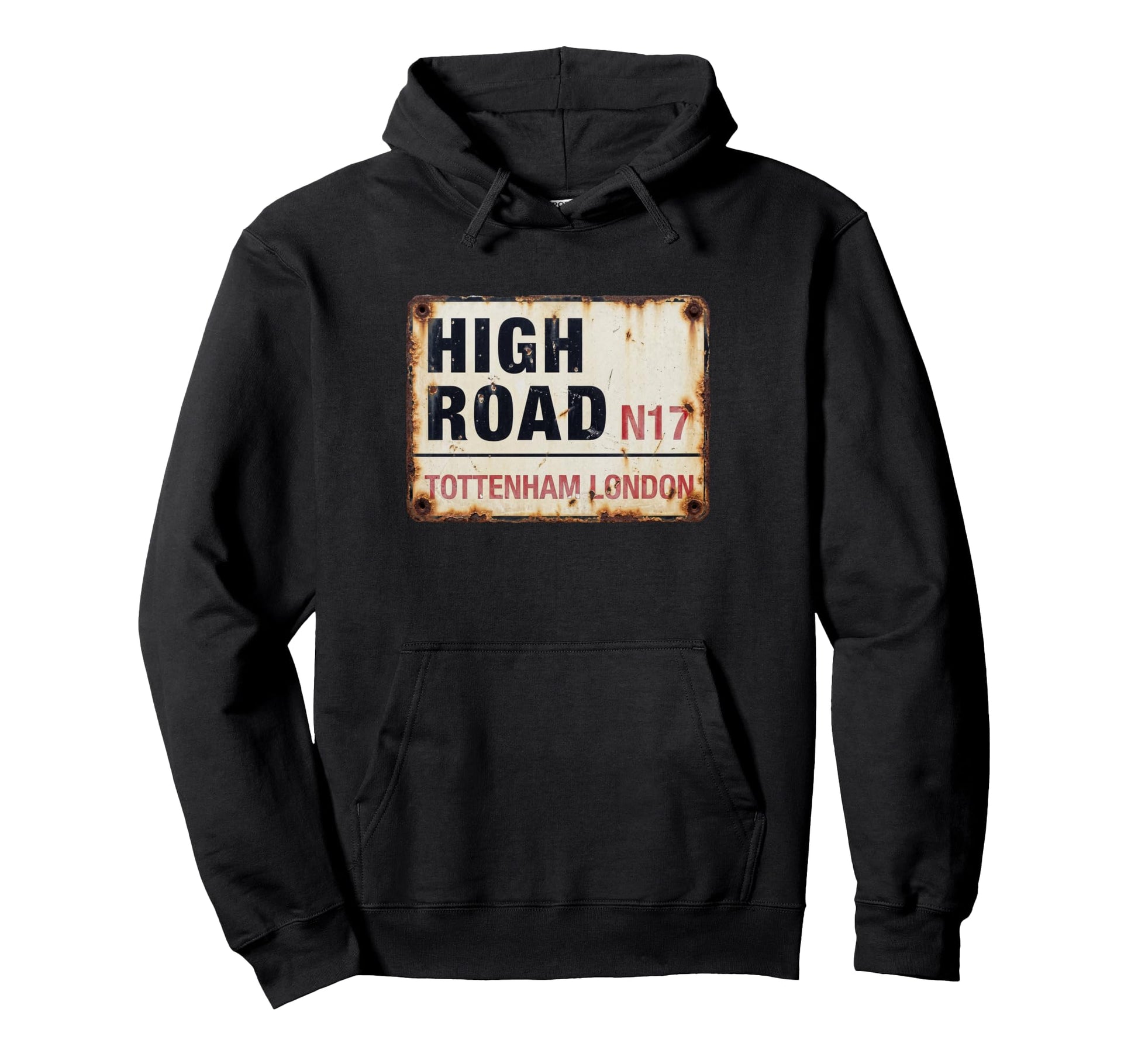 High Road N17 Tottenham London Aged Hoodie - Graphic Print for Adults - T-Shirt, Sweatshirt, Hoodie