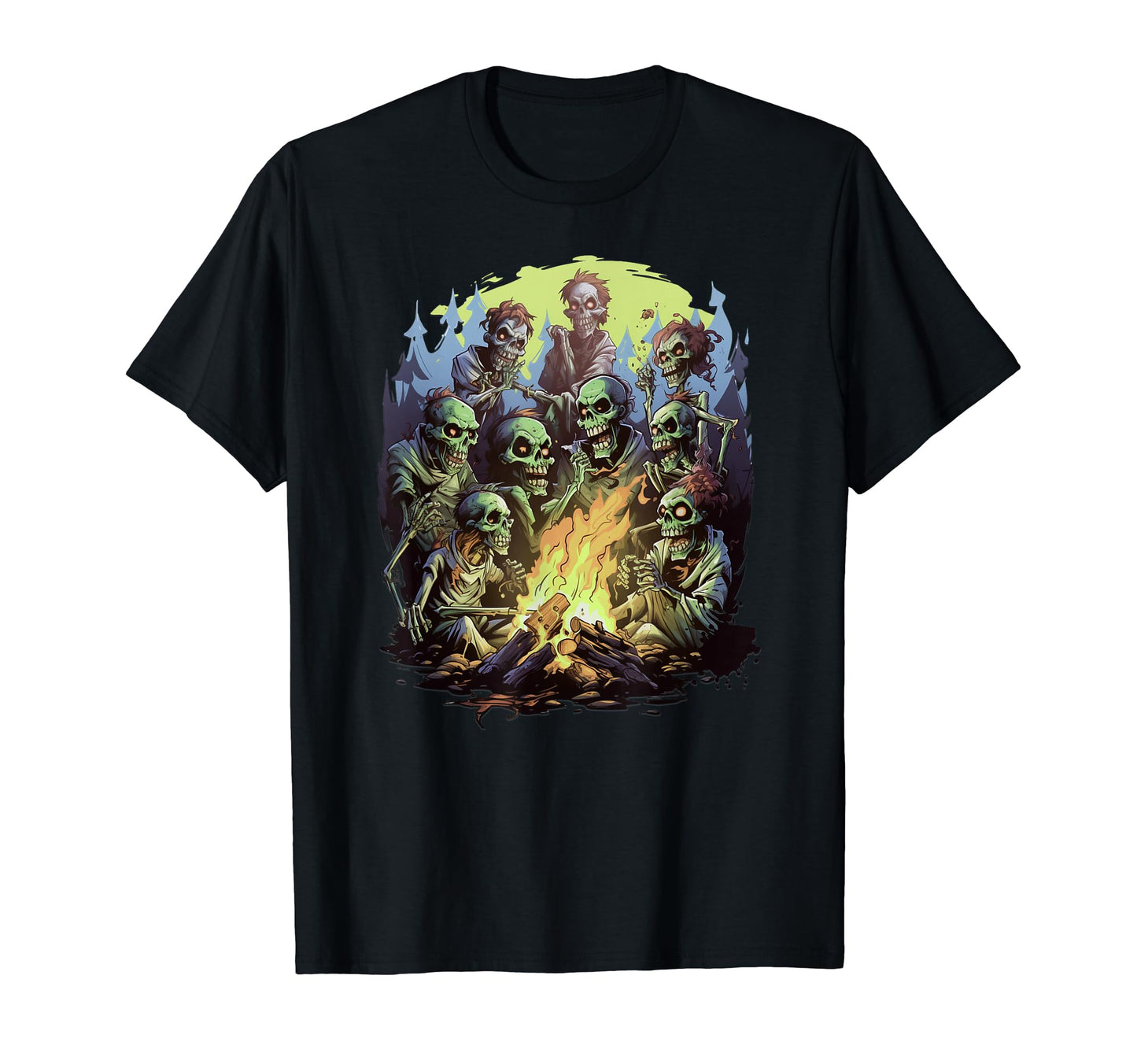 Zombie Campfire Gathering Unique Camping T-Shirt - Graphic Print for Adults - T-Shirt, Sweatshirt, Hoodie
