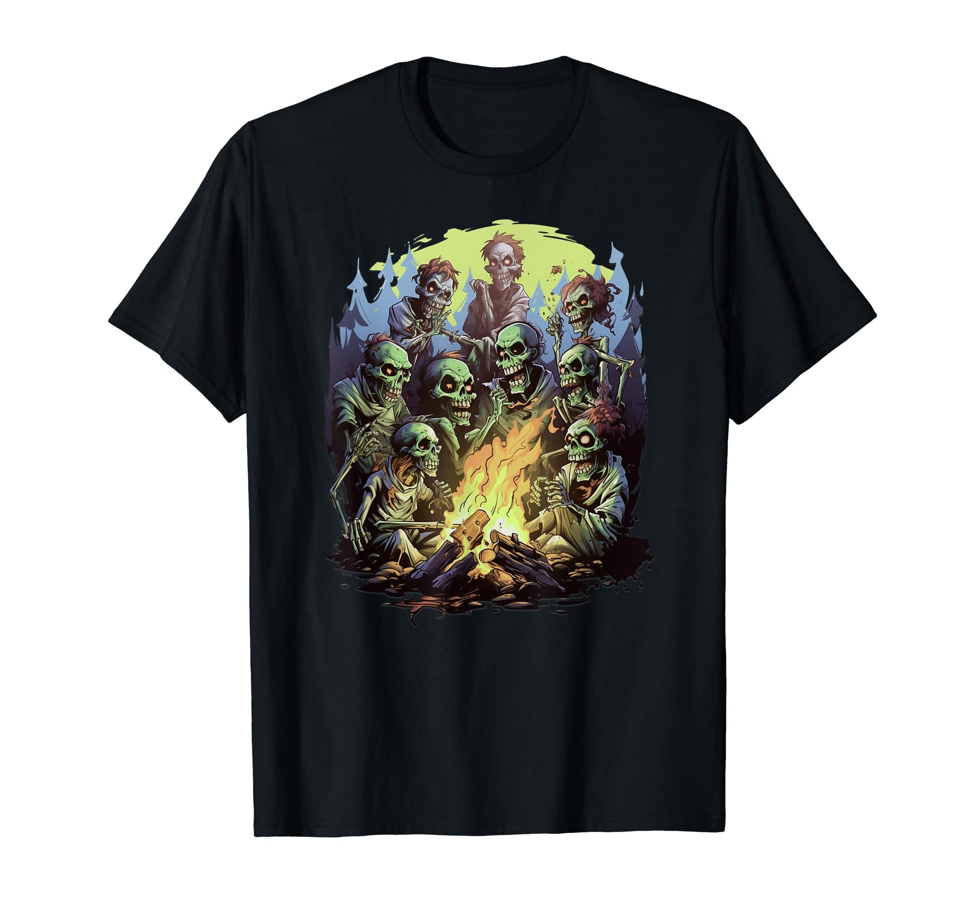 Zombie Campfire Gathering Unique Camping T-Shirt - Graphic Print for Adults - T-Shirt, Sweatshirt, Hoodie