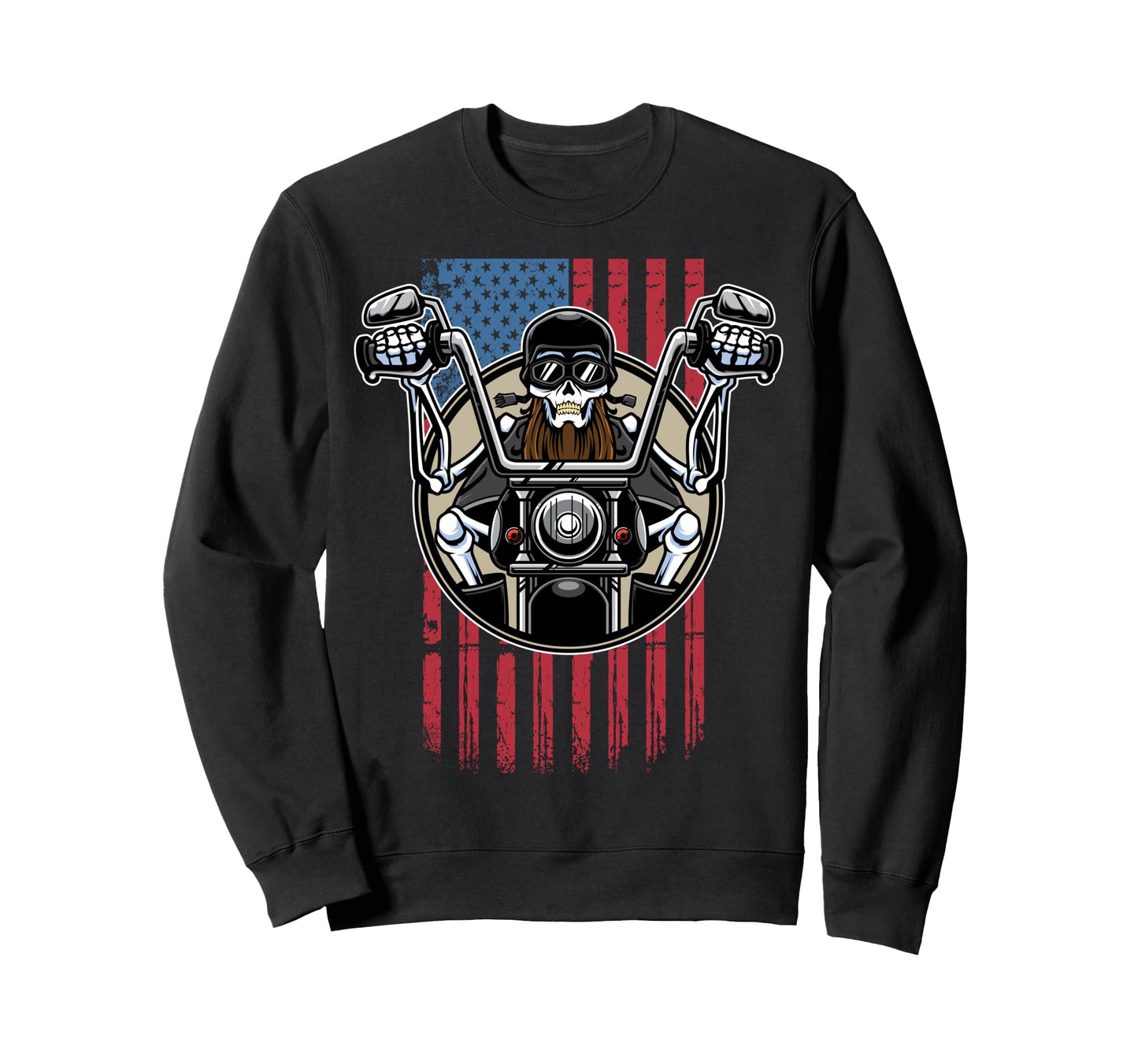 Biker Dad American Us Flag Sweatshirt - Casual Everyday Wear Unisex - T-Shirt, Sweatshirt, Hoodie