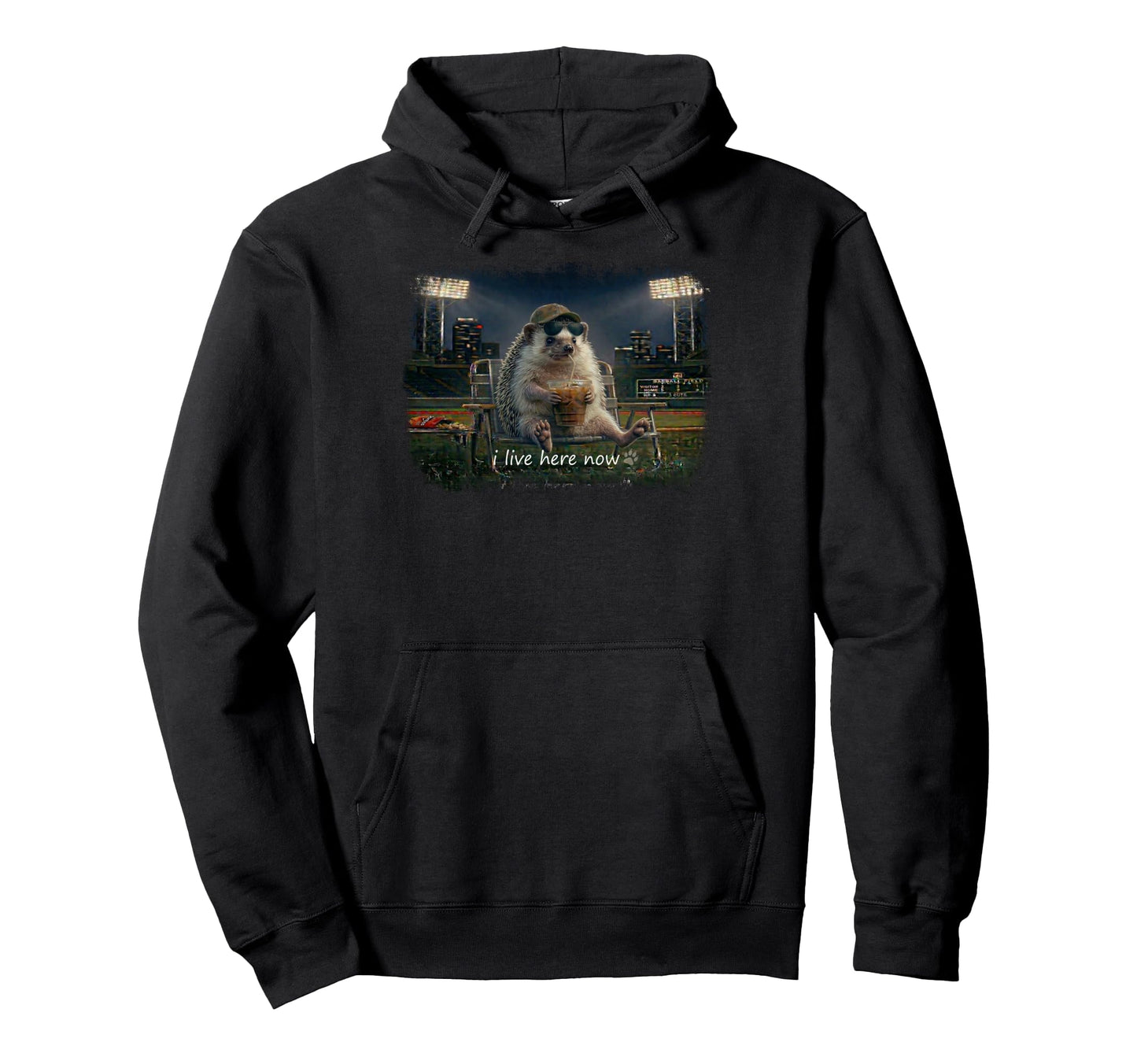 Funny Hedgehog Ballfield Baseball Field Hoodie - Graphic Print for Adults - T-Shirt, Sweatshirt, Hoodie