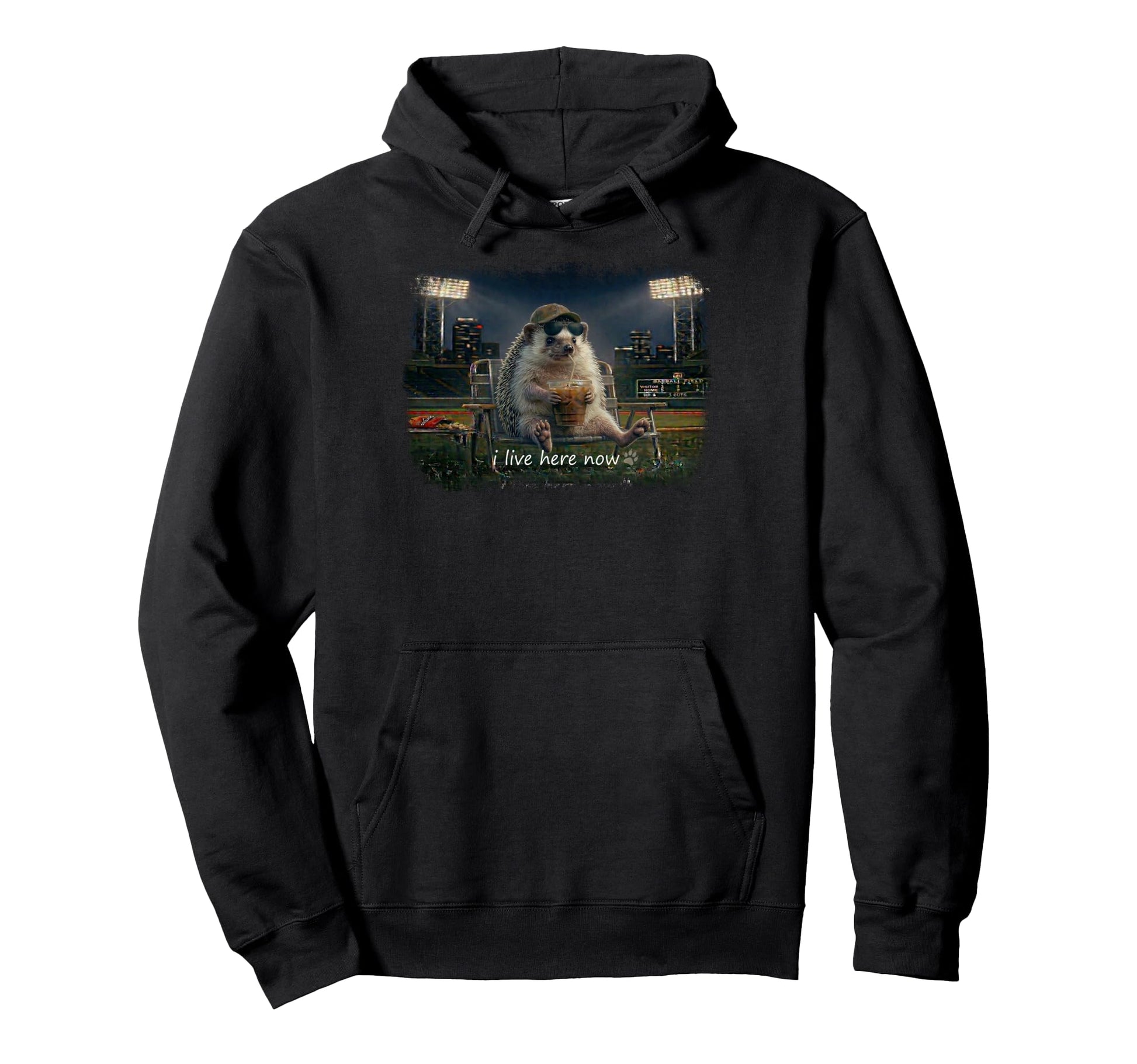Funny Hedgehog Ballfield Baseball Field Hoodie - Graphic Print for Adults - T-Shirt, Sweatshirt, Hoodie