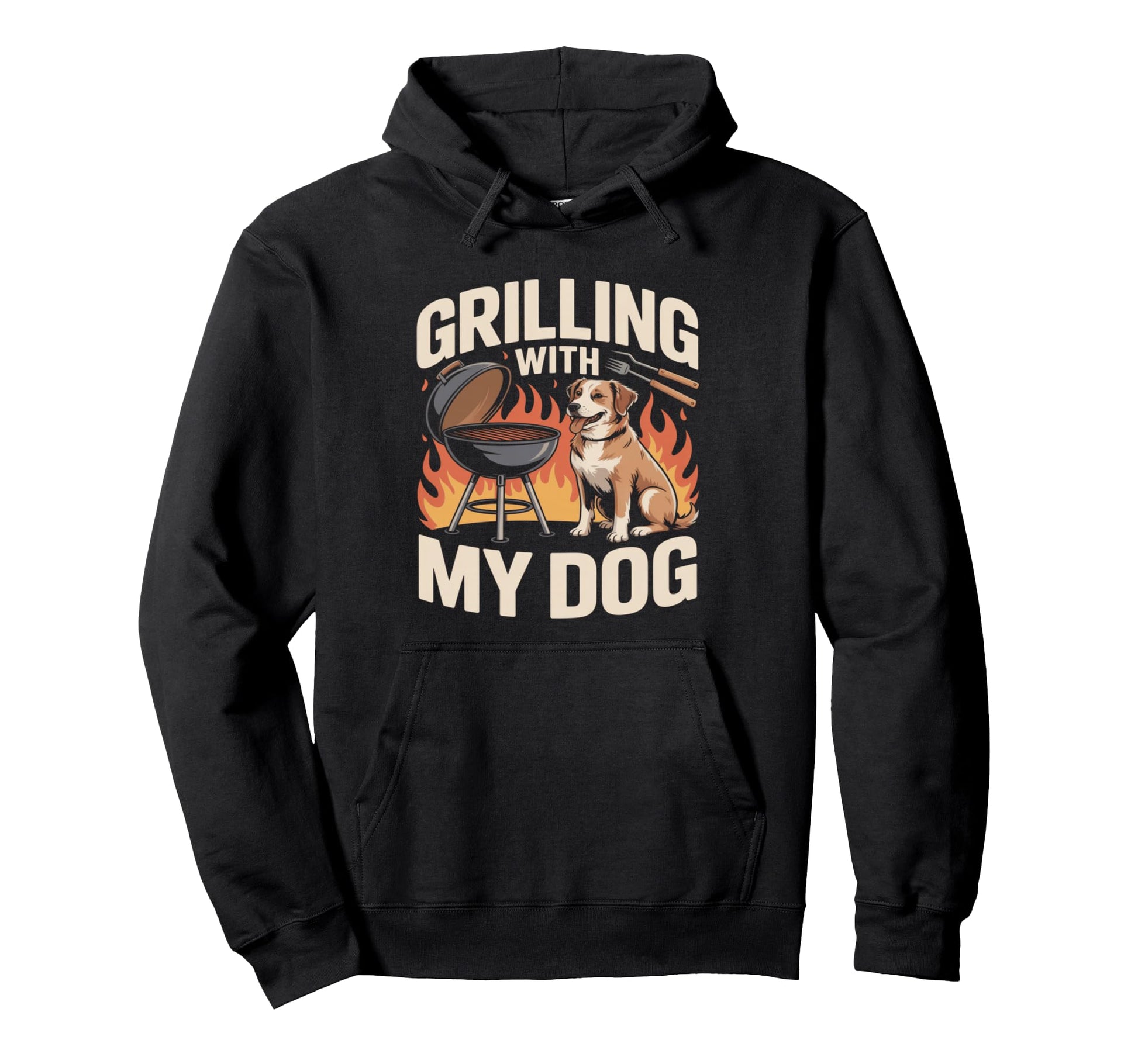 Grilling My Dog Funny Bbq Cookout Lover Hoodie - Graphic Print for Adults - T-Shirt, Sweatshirt, Hoodie